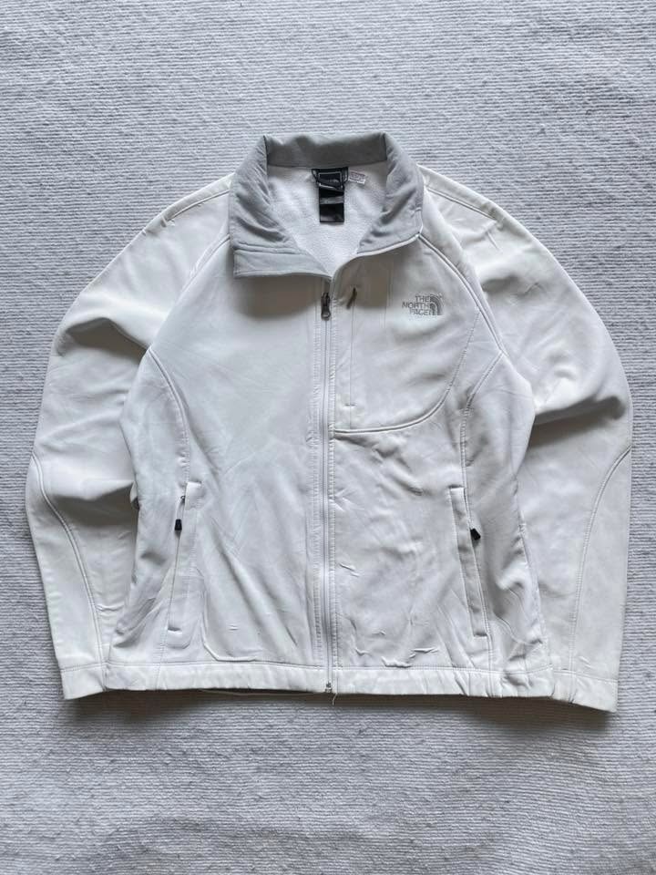 The North Face Womens Softshell Fleece Jacket Size M Cream White Full Zip