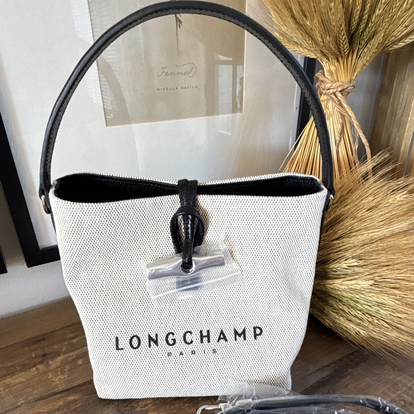 Longchamp Paris Roseau XS Crossbody Beige/Black Top