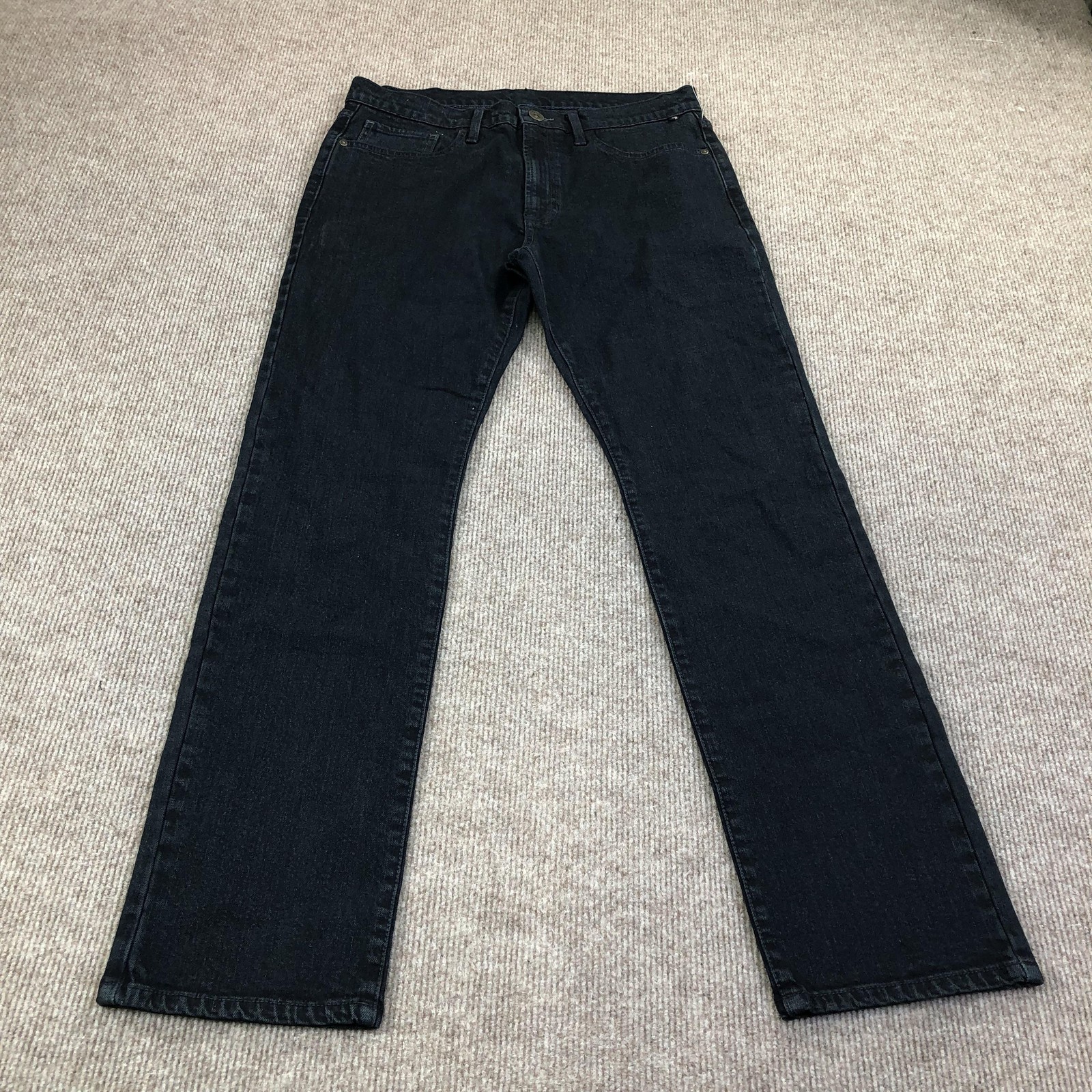 Jeans Mens 32×32 Black Straight Leg Regular Fit Dark Wash Denim Pants Casual