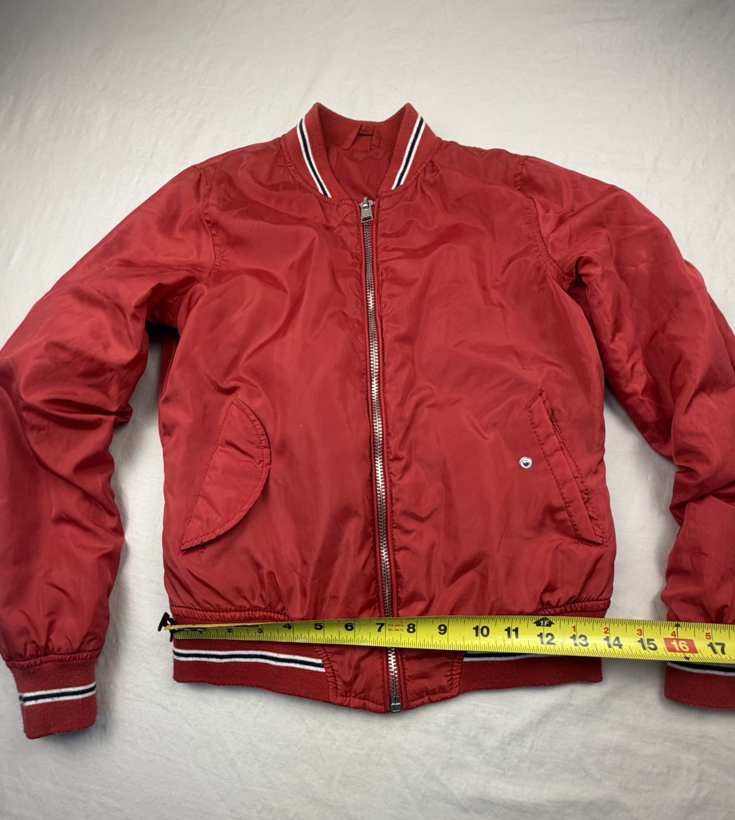 Unbranded Red Bomber Jacket Kids Minimalist Streetwear Zip Black Striped