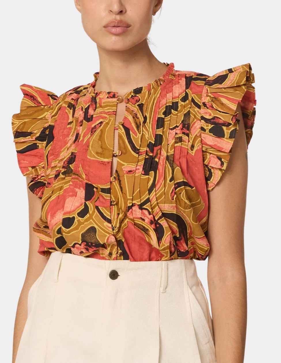 Cleobella Maritza Blouse Osaria Print Organic Cotton GOTS Size Small NEW