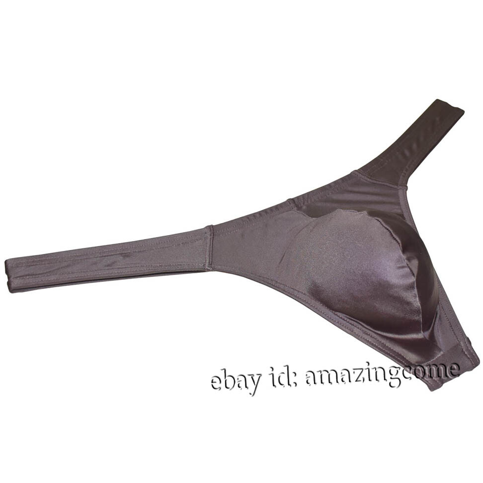 3PCS Men’s Low-rise Shine Thong Underwear Bulge Pouch Bikini G-string Underpants