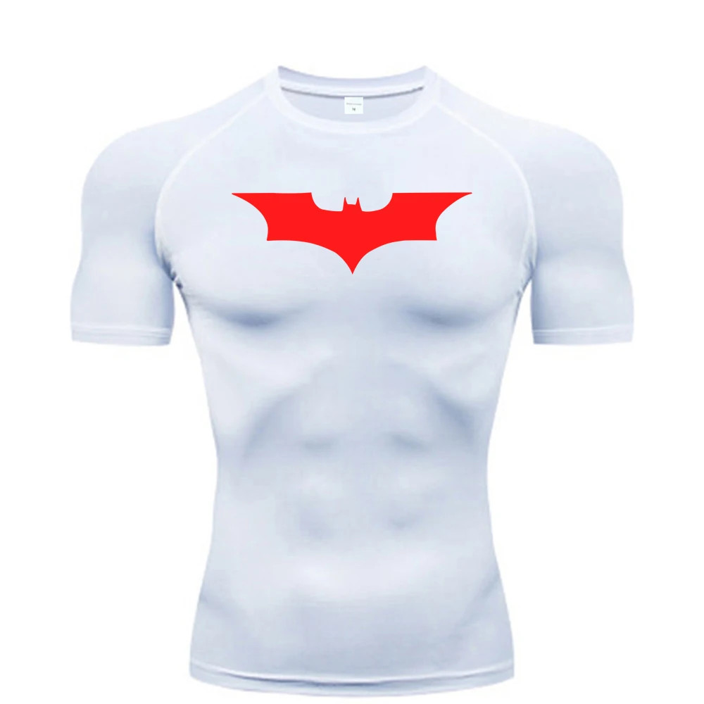 Bat Printed Men’S Tight T-Shirt Running Compression Compression T Shirt Gym Fitn