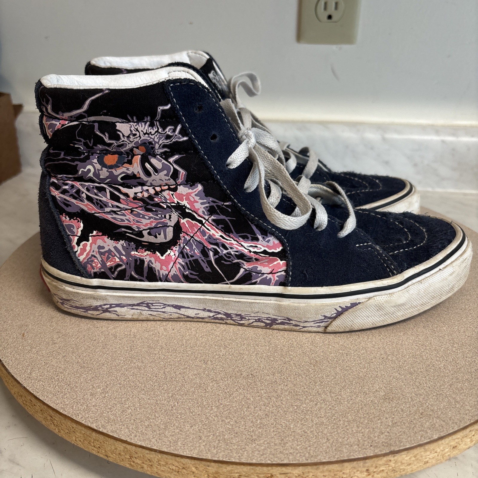 VANS Off The Wall Graphic High Top Skate Sneakers Navy Suede Men’s Sz 8