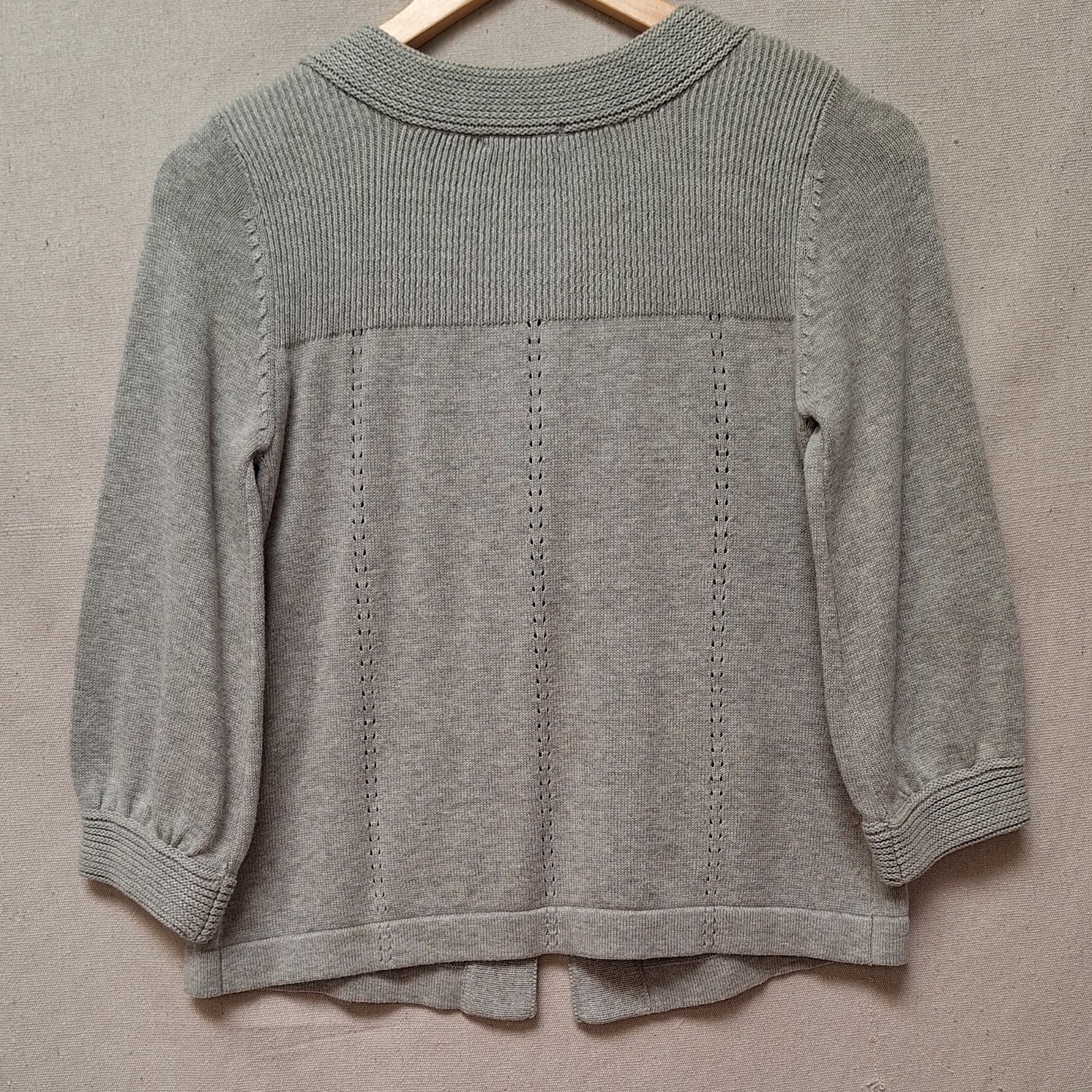 H&M Y2K Gray Cotton Pointelle Cardigan XS Y2K Statement Button Knit
