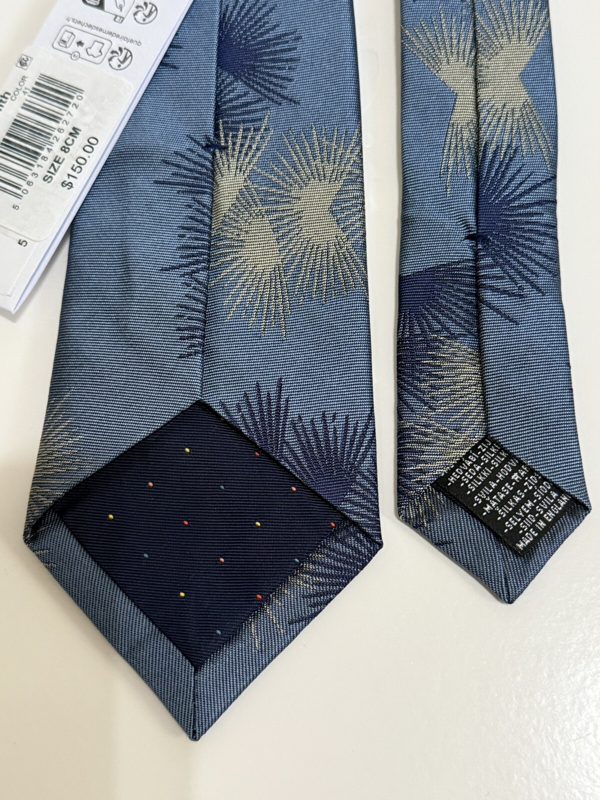 Paul Smith Sun Flare Woven Silk Tie In Blue Color (England, Width 8cm).
