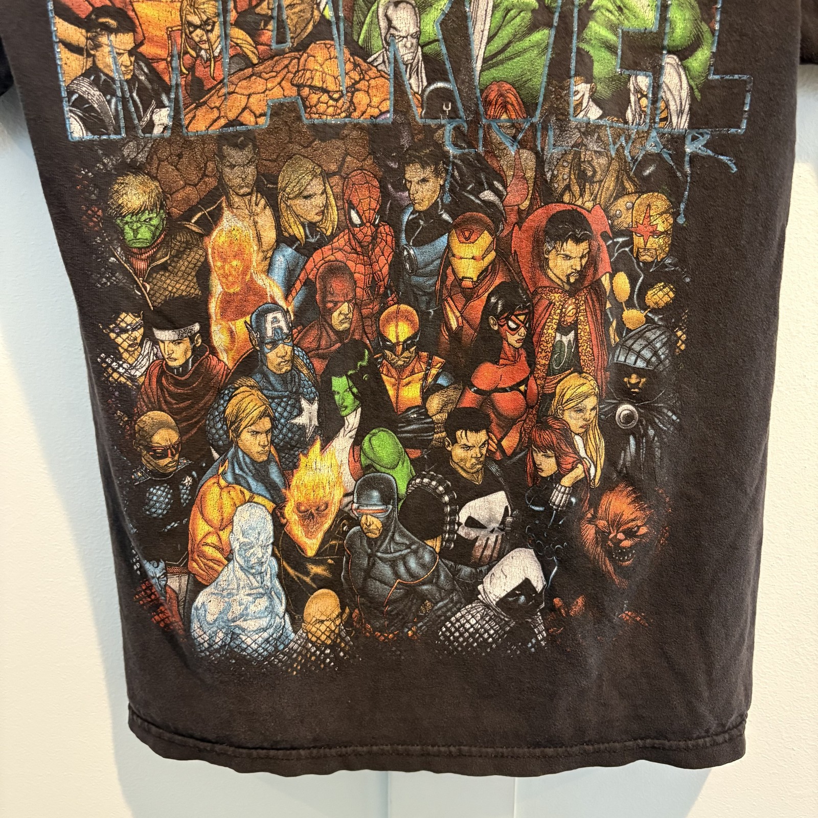 Marvel Comics Collage T Shirt Men Small Black Hulk Ghost Rider Spiderman Tee