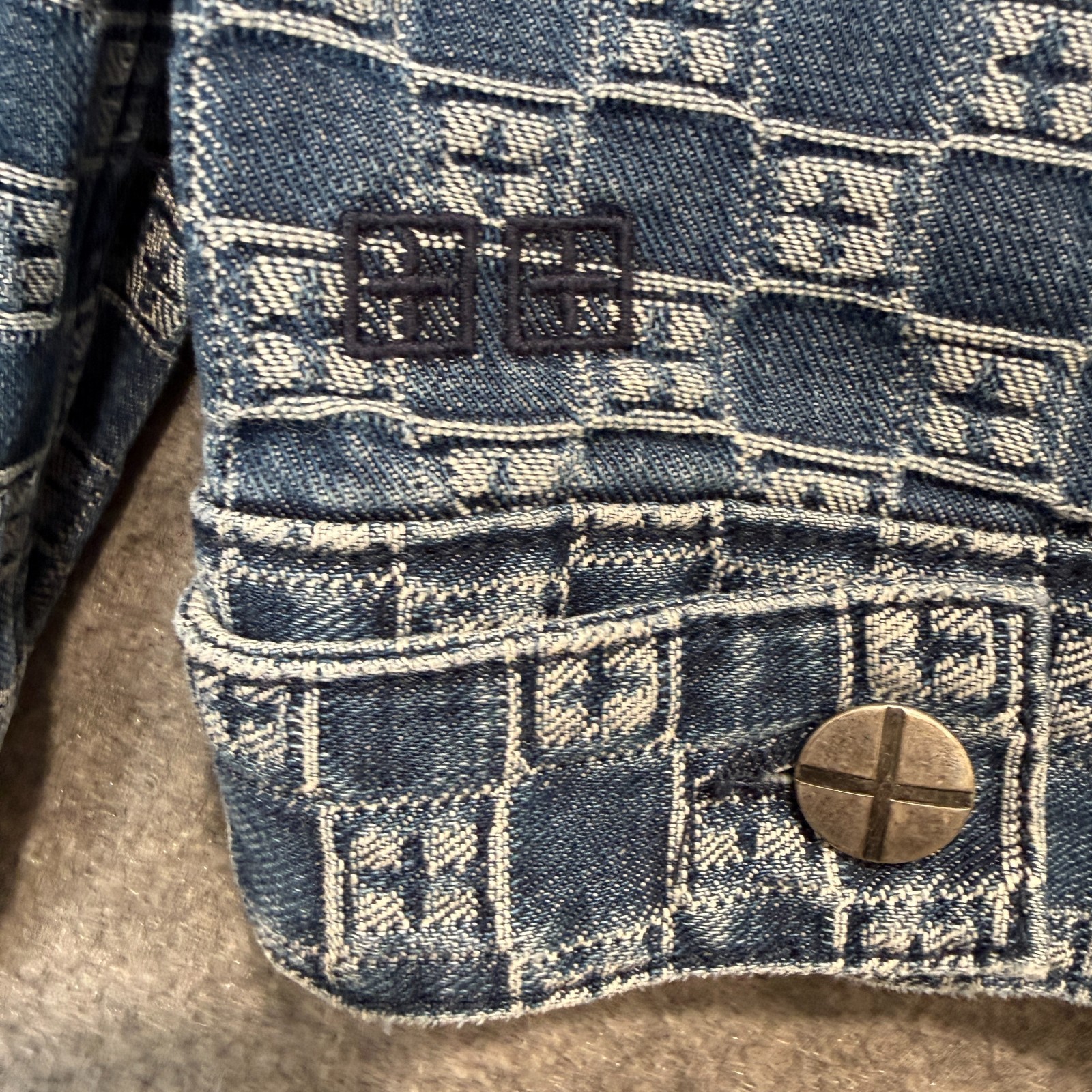 Ksubi Oh G Klassik Denim Trucker Jacket Mens Large AOP Monogram Logo Japanese