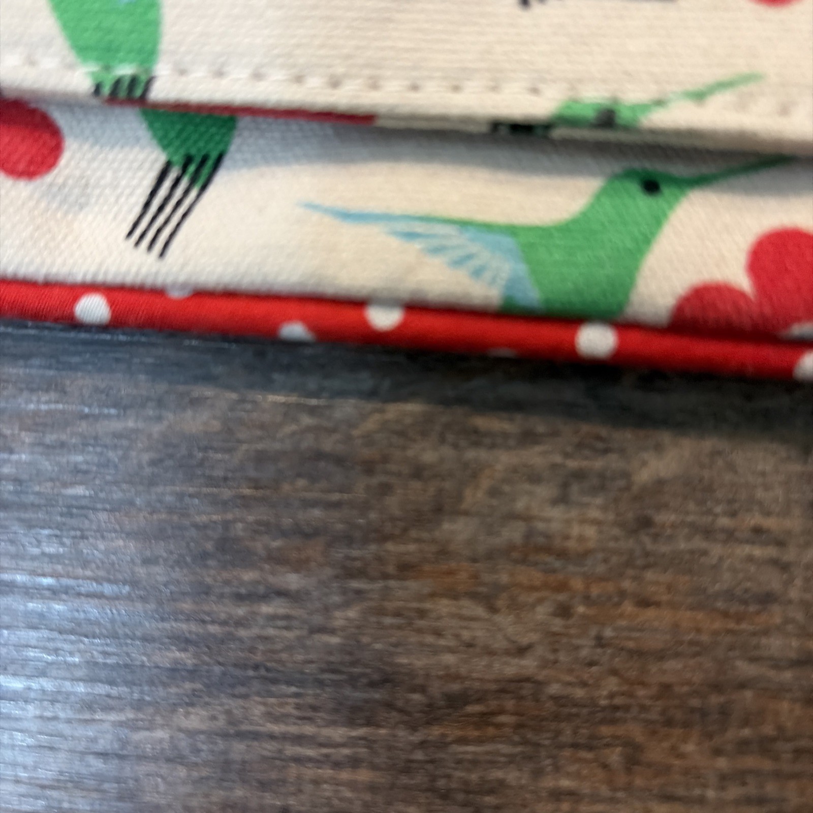 Bungalow 360 Green Hummingbird & Red Flower Print Peace Wristlet Bag Purse
