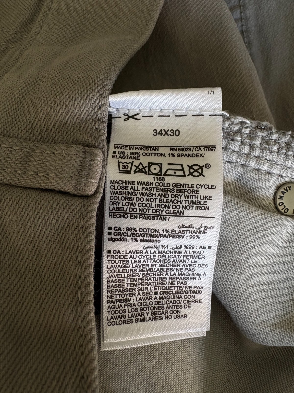 Old Navy Slim Built-In Flex Five-Pocket Men’s Pants Size 34 x 30 New NWT