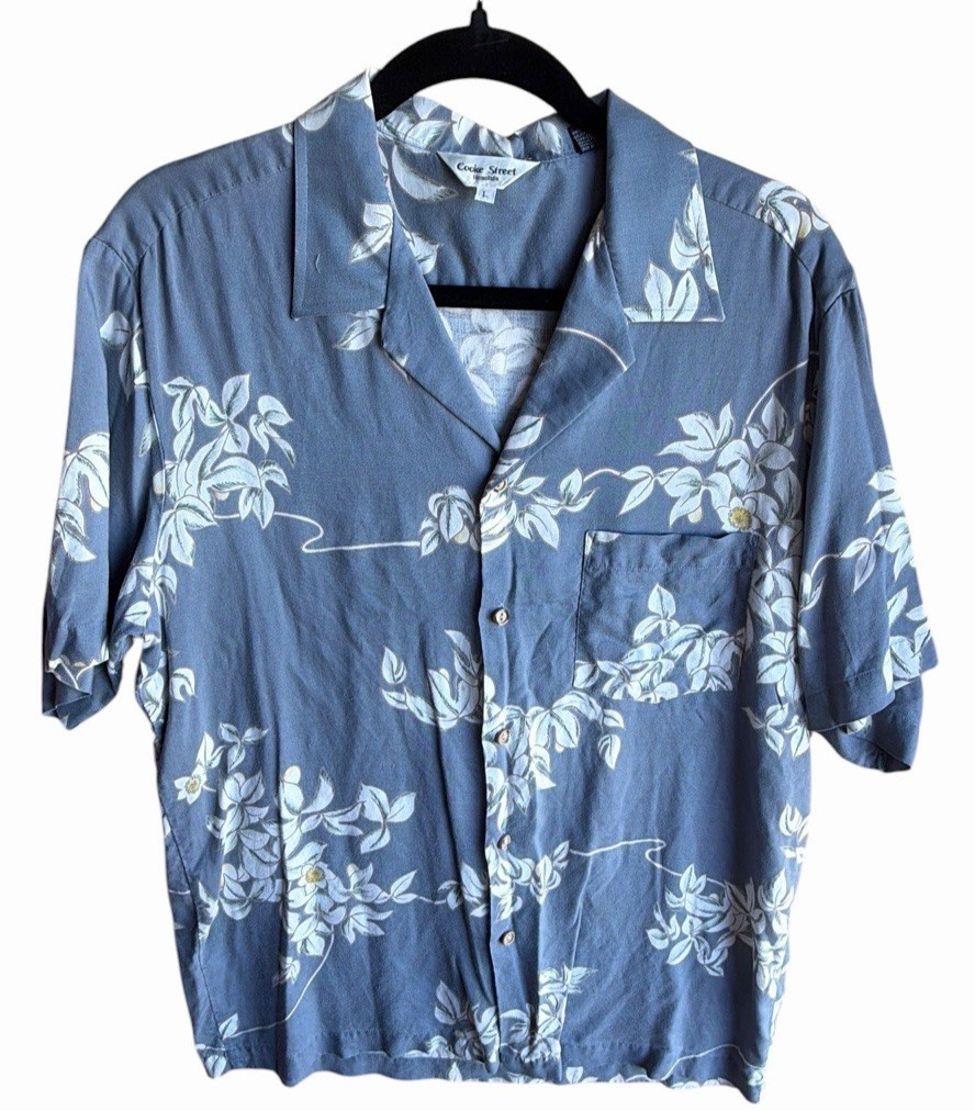 Cooke Street Honolulu Men’s Short Sleeve Hawaiian Shirt, Size Large, 100% Rayon