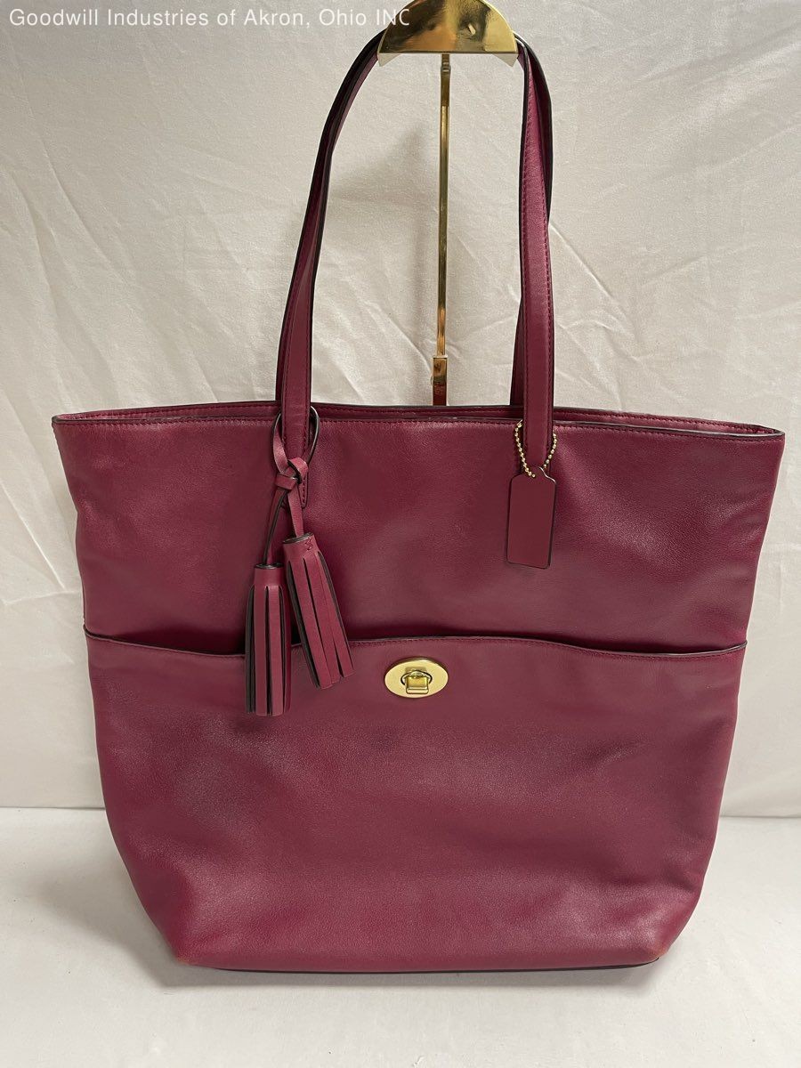 Coach Red Burgundy Leather Madison Phoebe Tote Bag Gold Hardware 26461 COA