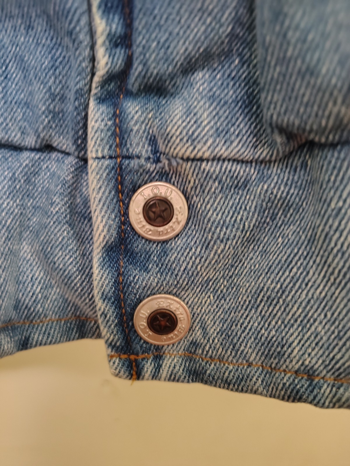 IOU Legendary Denim International Collection Vintage Jean Jacket Leather Trim Sm