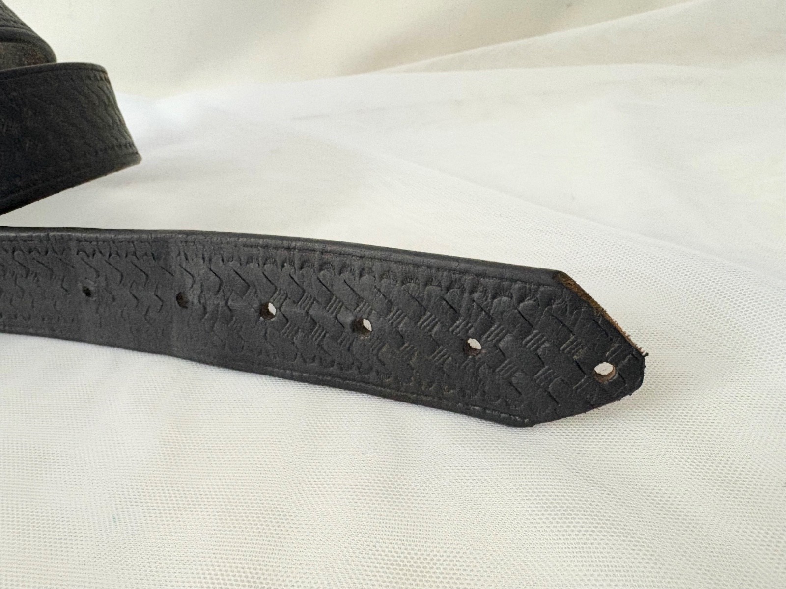 Dutyman Belt Woven Leather Black 1-3/8” Wide Fits to 37″