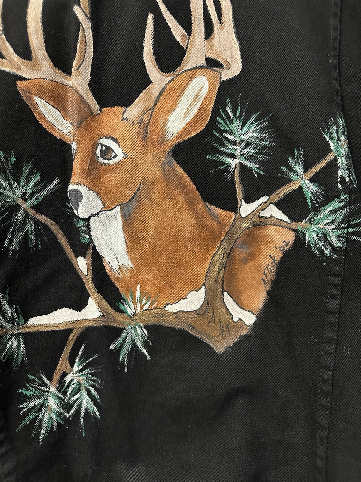 Premier International Dungaree Jacket Button Up Men XL Custom Deer