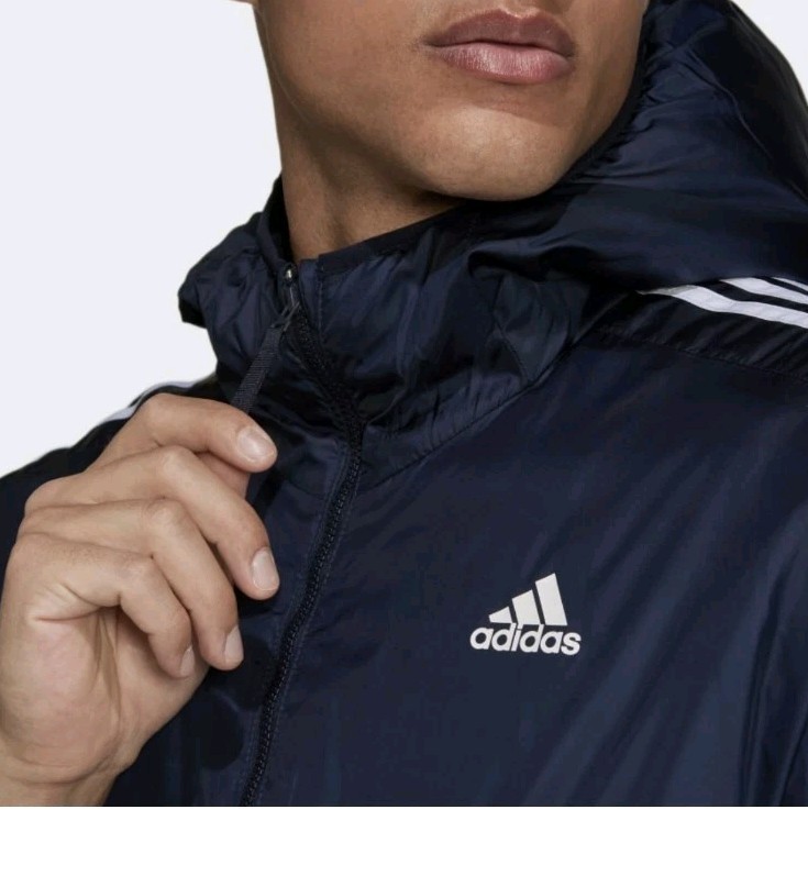 Adidas Logo Men’s Essentials Insulated Hooded Jacket Legend Ink Size M New