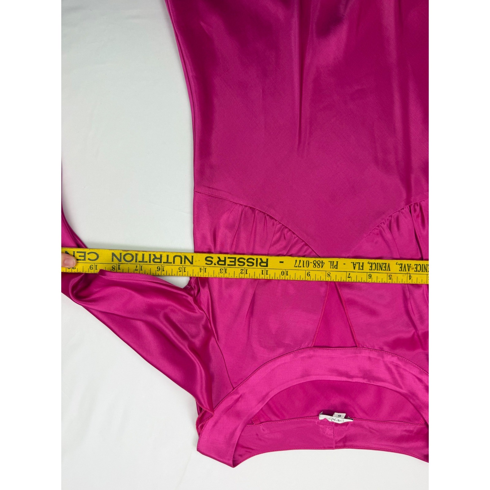 Cache Womens Fuchsia Pink Satin Cold Shoulder Bell Sleeve Cutout Blouse Size 6