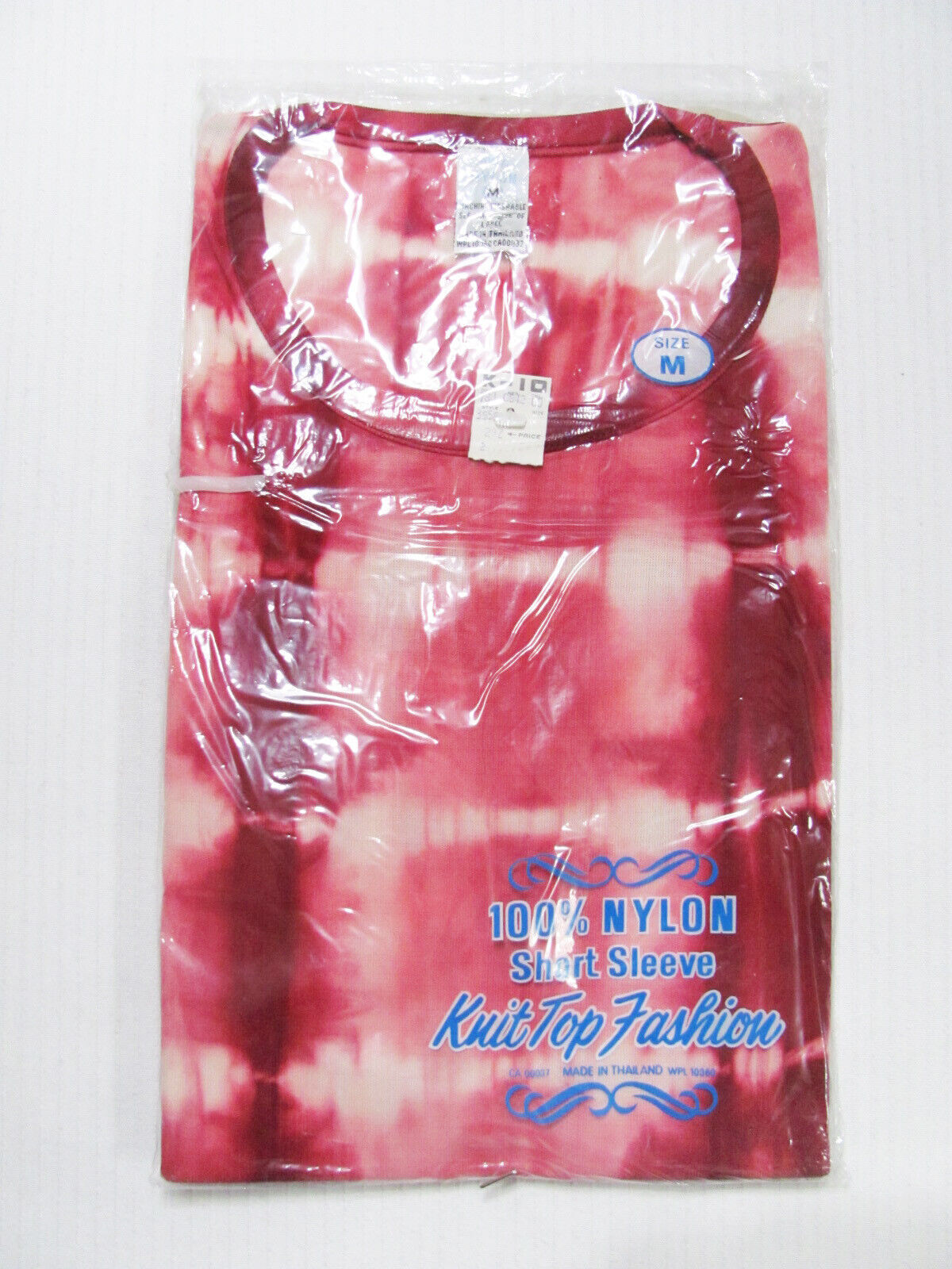 Vintage NEW RED TIE-DYE FITTED STRETCH T-shirt Womens 70s NWT Striped Hippie M