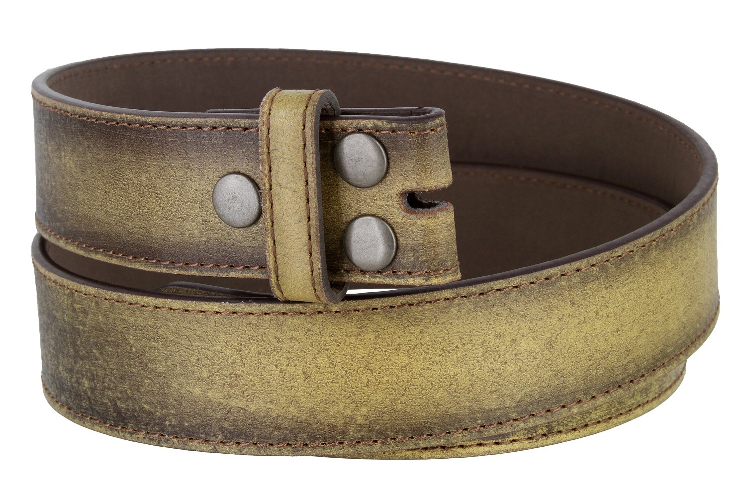 Vintage Distressed Style Genuine Leather Casual Belt Strap 1-1/2″ Wide, TAN