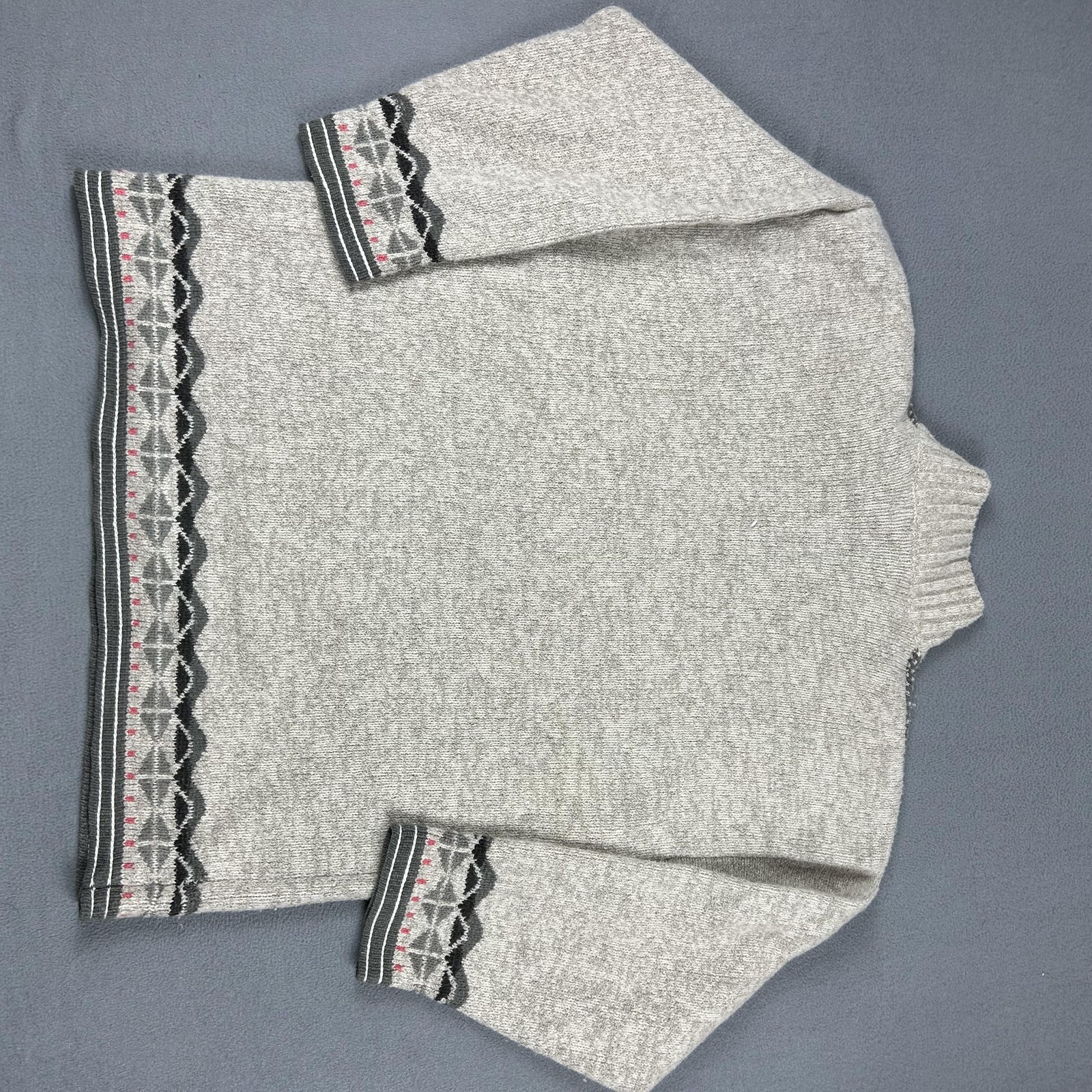 Sigrid Olsen Sport Sweater Womens Large Gray Wool Angora Nordic Quarter Zip