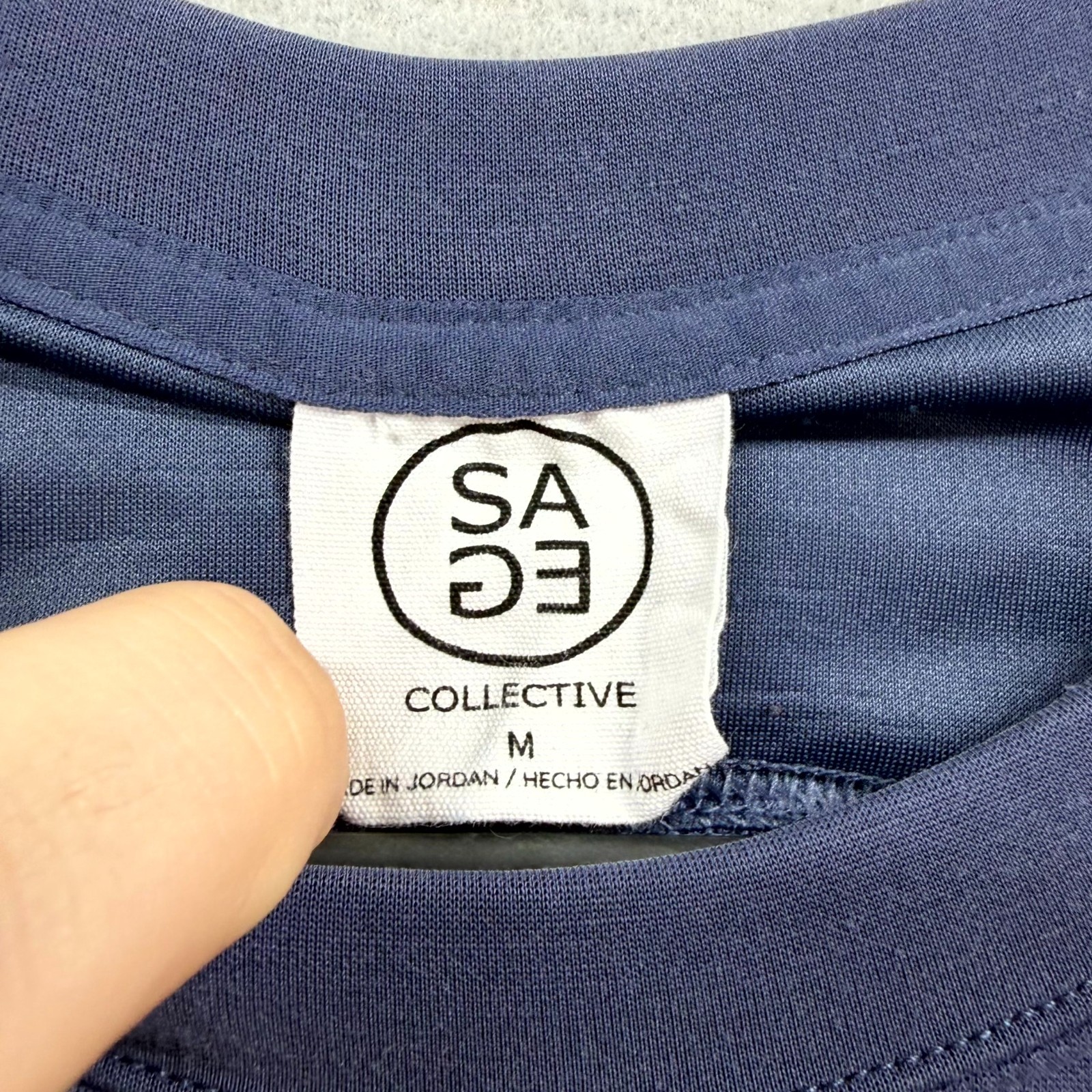 Sage Collective Tunic Sweatshirt Womens Medium Blue Pockets Oversized Crew Neck