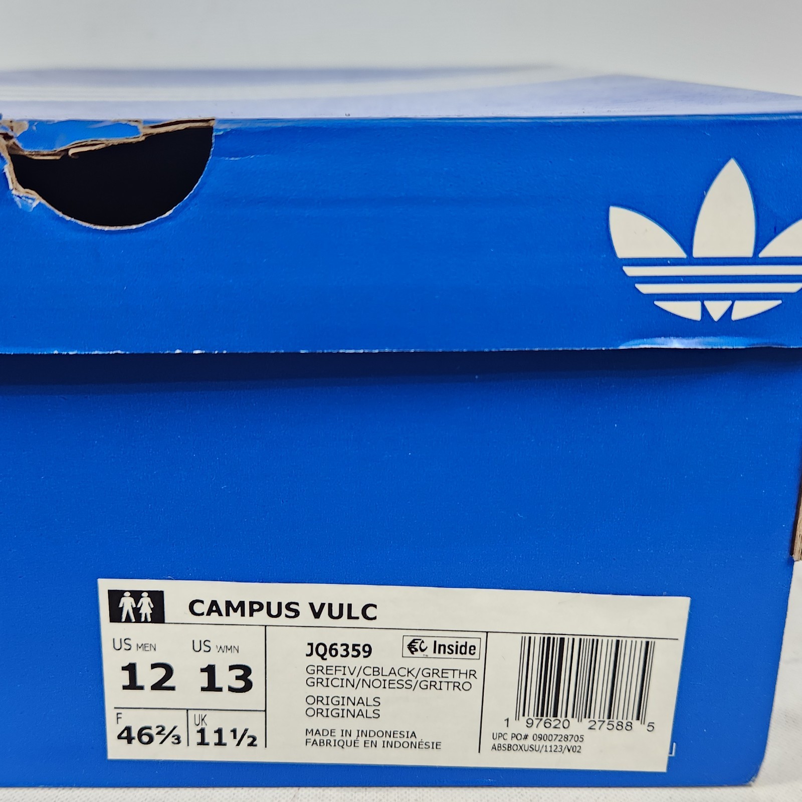 Size 12 – adidas Campus Vulc – Grey Five / Core Black – Mens – JQ6359