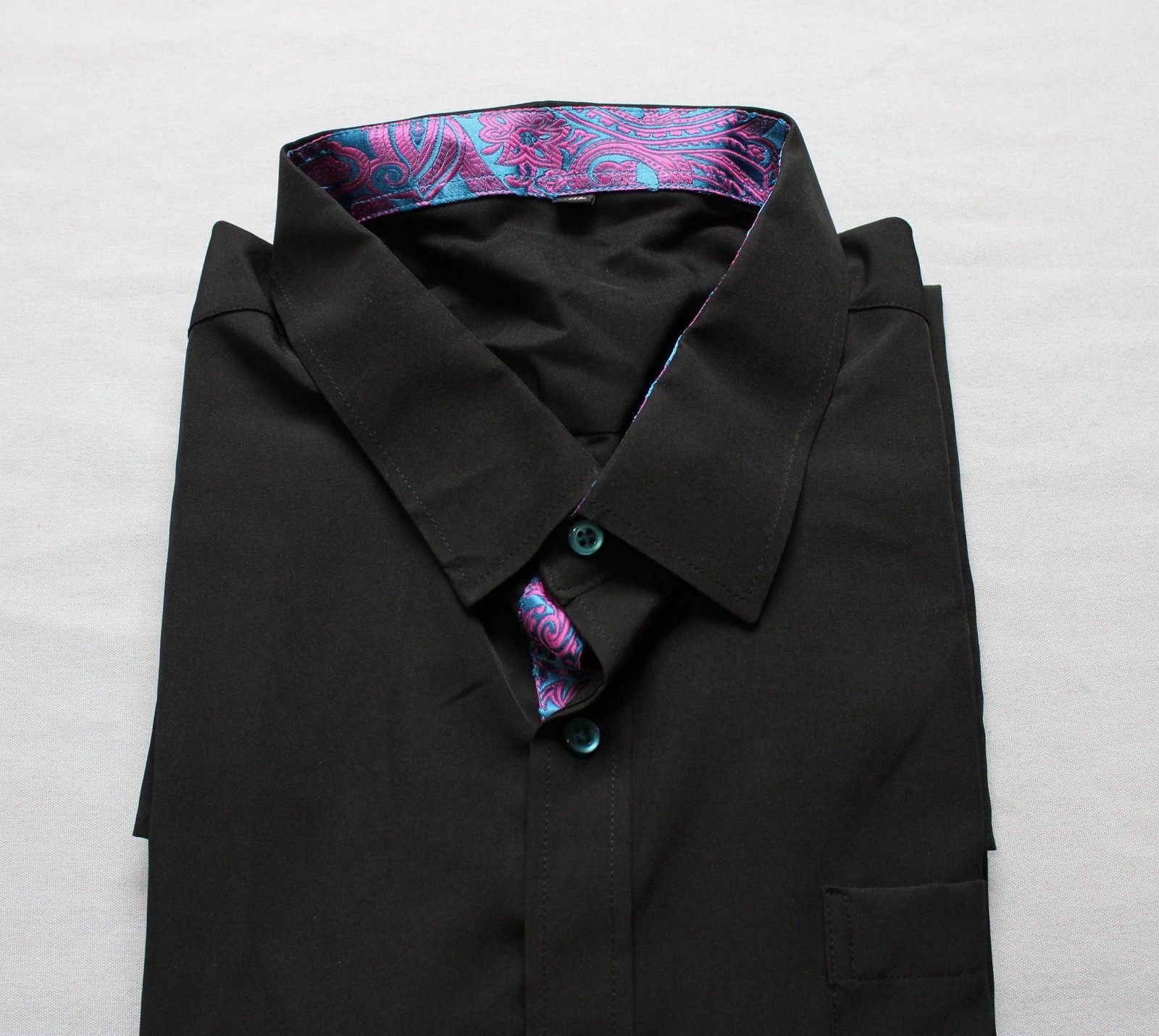 Barry Wang Mens Basic Long Sleeve Button Down Shirt JL3 Black Size 2XL