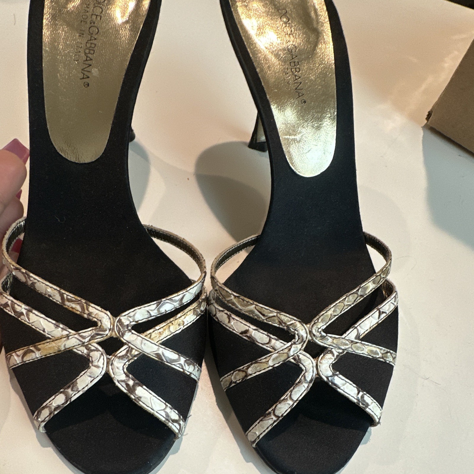 Dolce & Gabbana Snake Print Strappy Open Toe Stiletto Heels EU 37.5