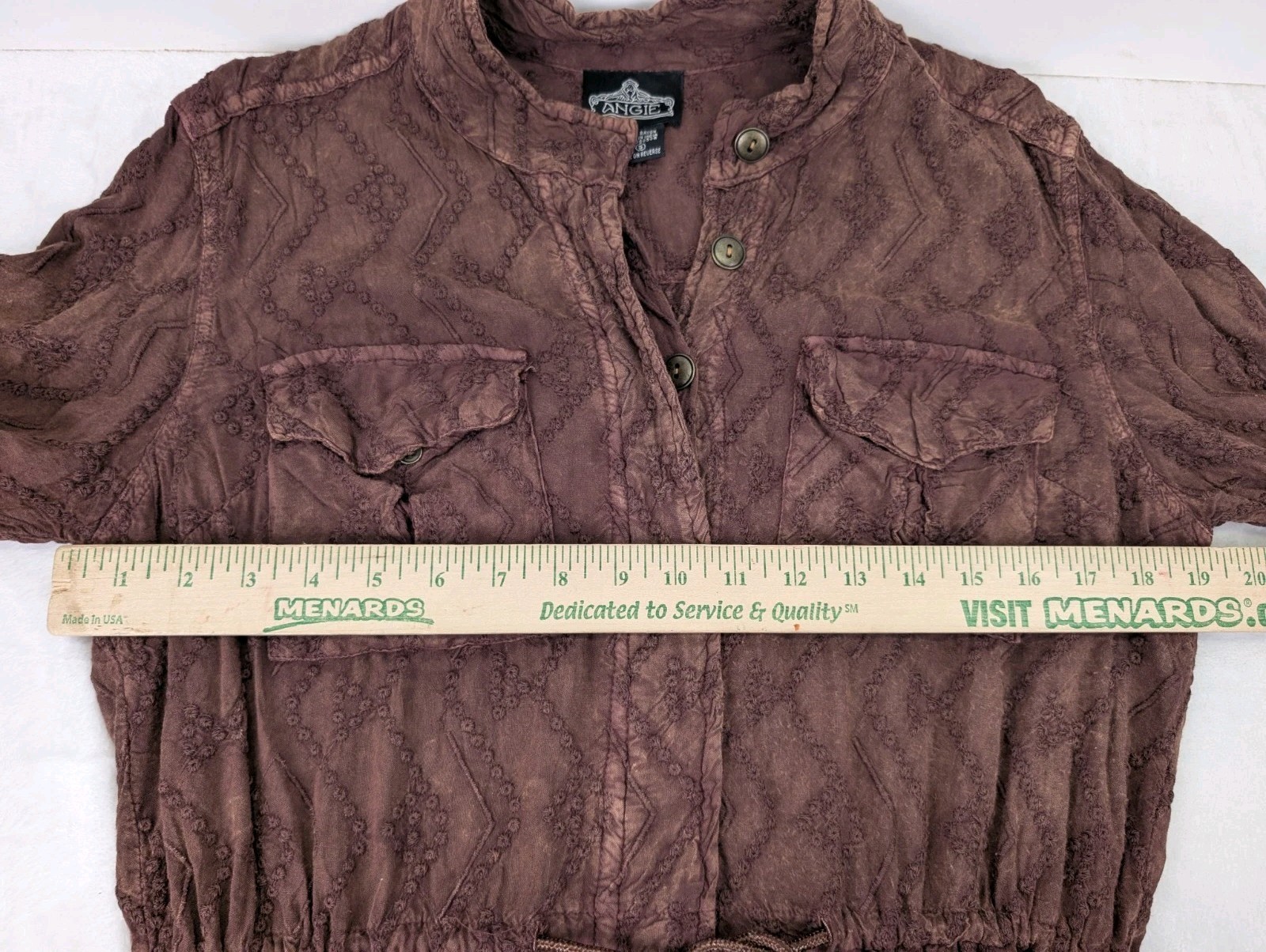 Angie Embroidered Utility Jacket Women Small Brown Boho Goblin Gremlin Grunge