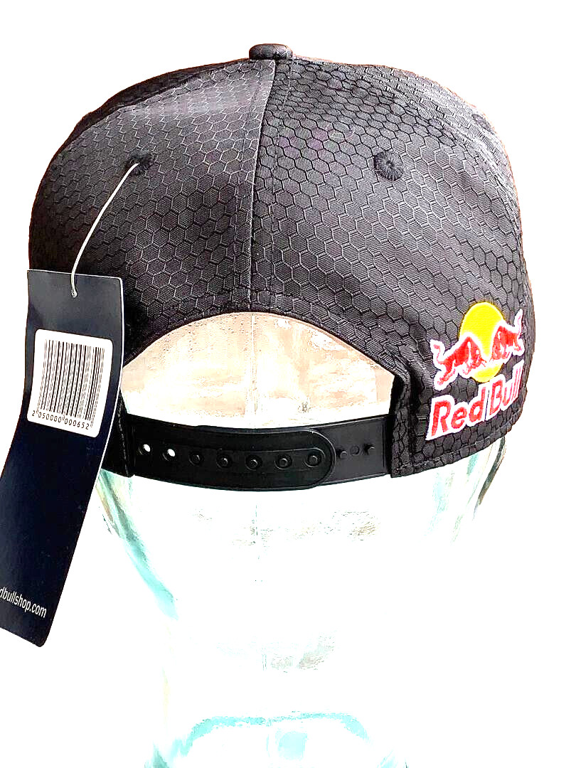 2025 New Black Flat Brim Cap w/Offset Logo. Hexagon Design. MotoGP. Motocross.