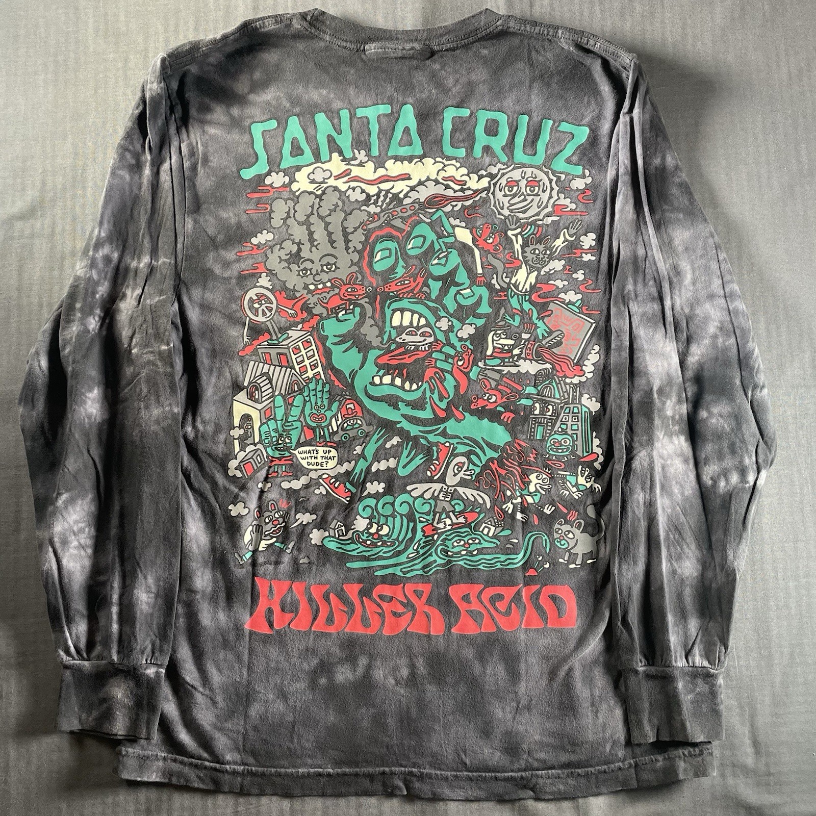 Killer Acid x Santa Cruz Crystal Hand Black Tie Dye Long Sleeve T-Shirt Medium