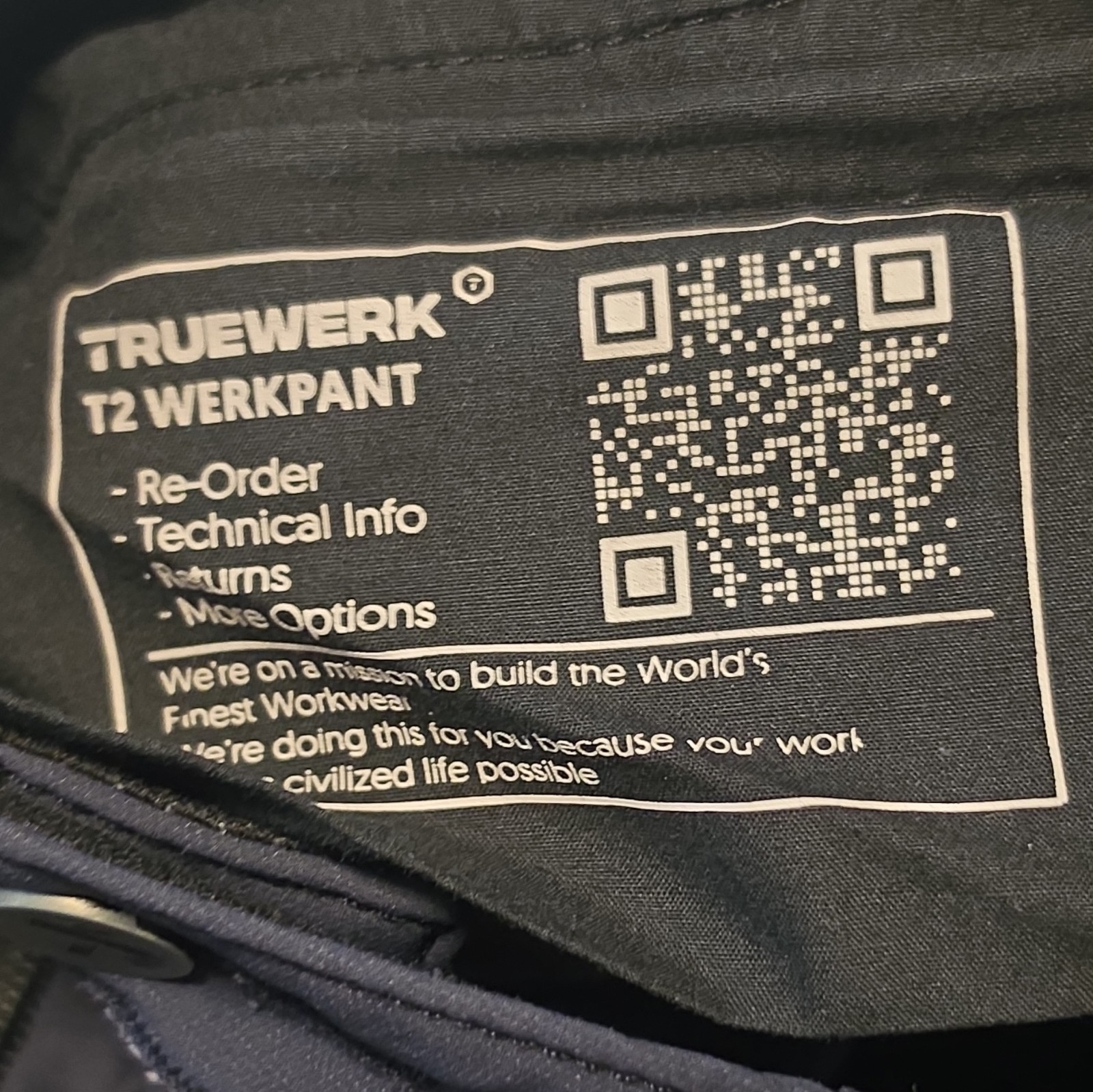 TRUEWERK T2 WERKPANT Men’s Work Pants 34W/32L Blue Nylon Canvas