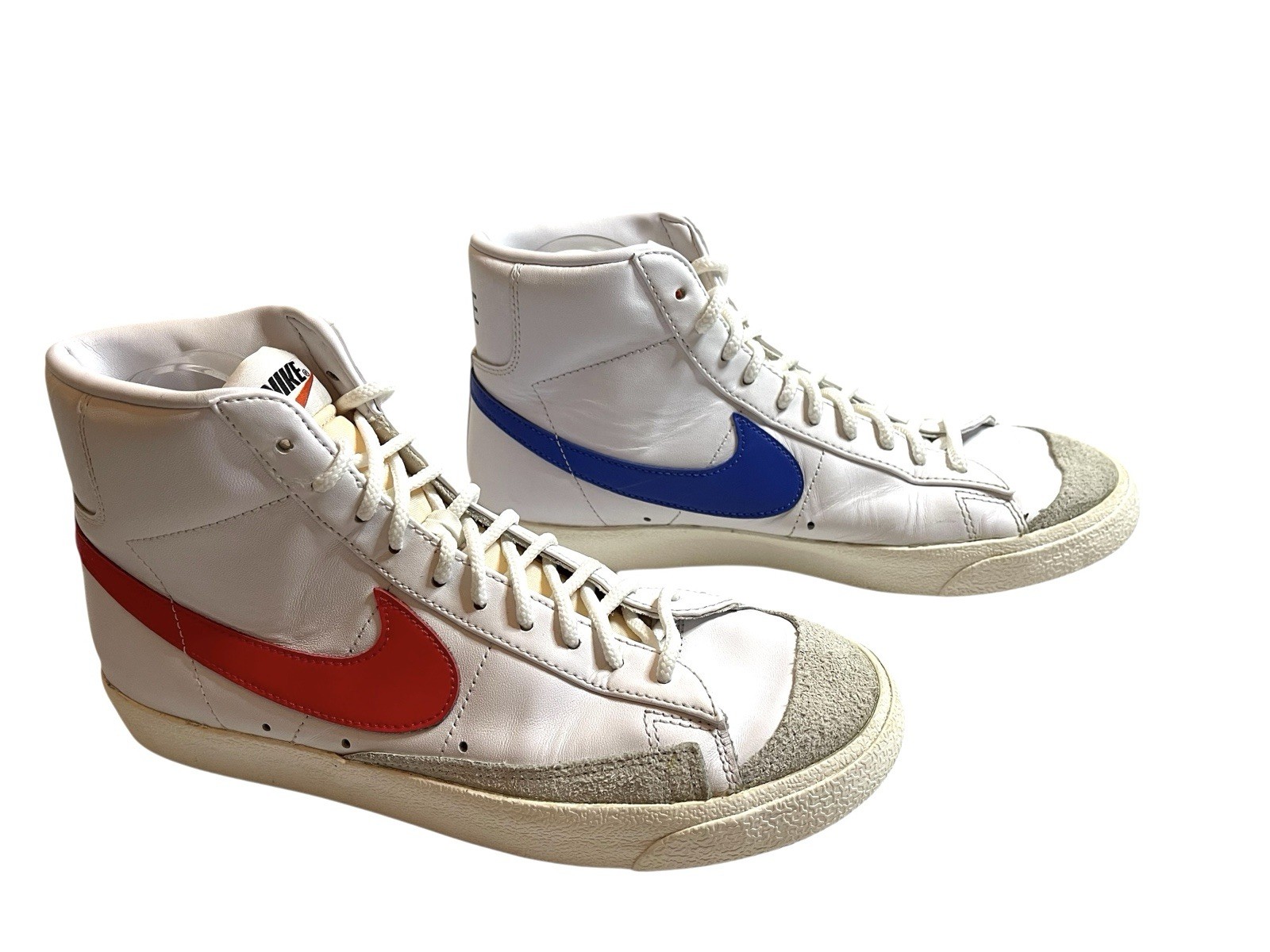 NIKE BLAZER MID ‘77 Mens 8.5 Vintage Style White Red Blue Hi-Top Retro Sneakers