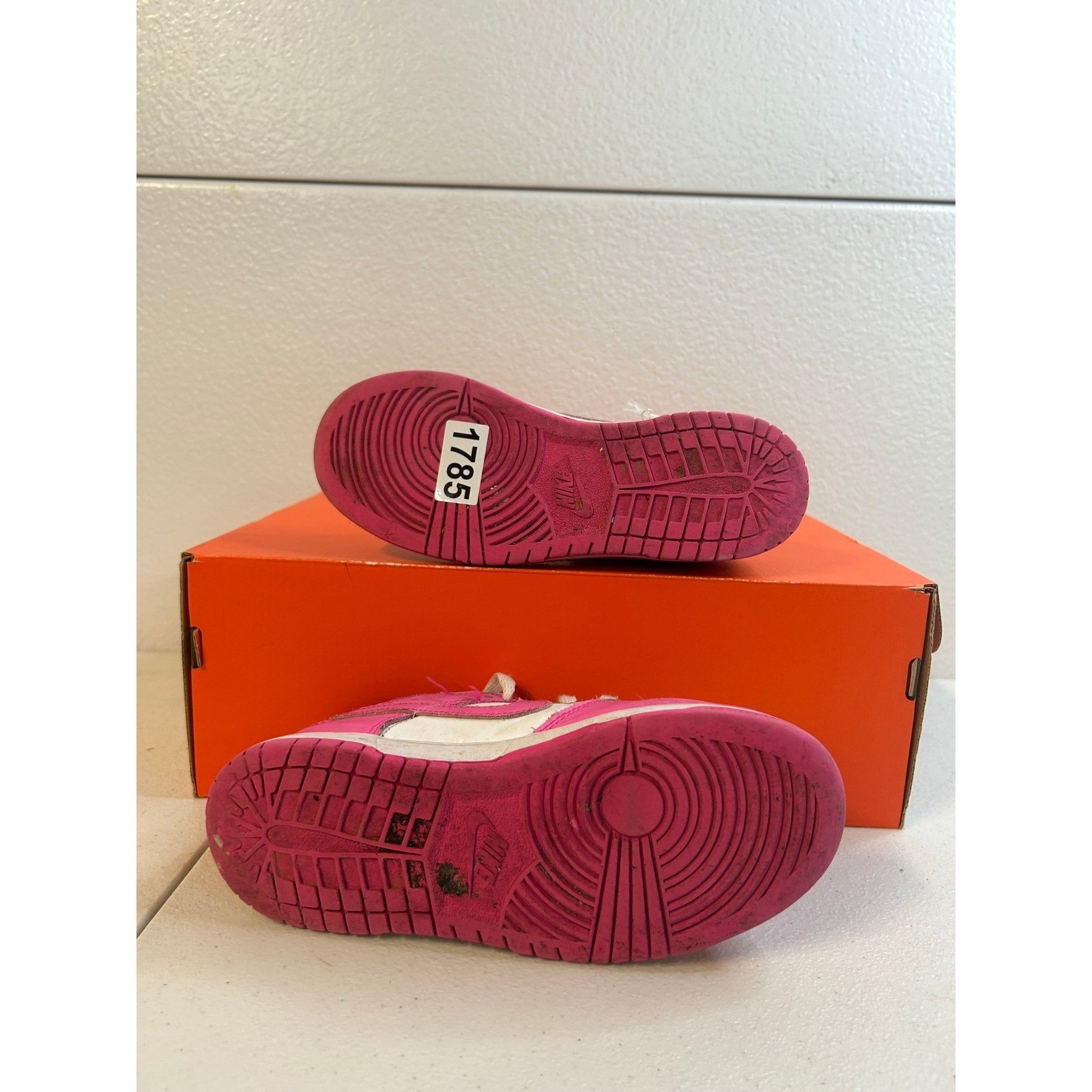 Nike Dunk Low Kids Pink White Sneakers 2Y #1785
