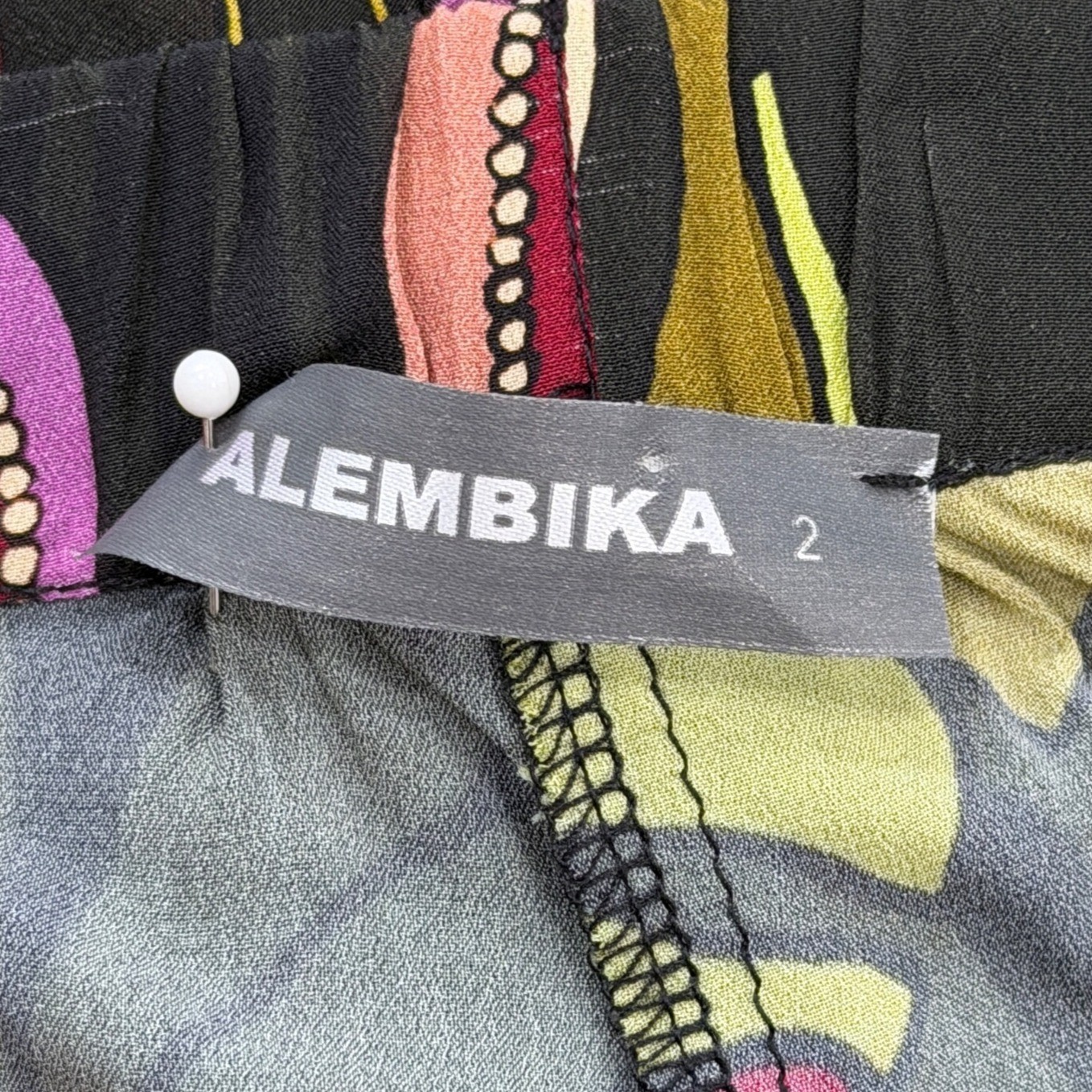 Alembika Womens US Size 8-10 Wide Leg Pants Sheer Tropical Floral Print Pull-On