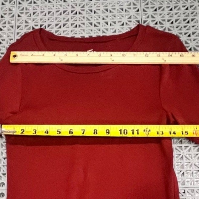 J.Crew Perfect Fit Tee Womens Large Red Long Sleeve Cotton Crew Neck Casual