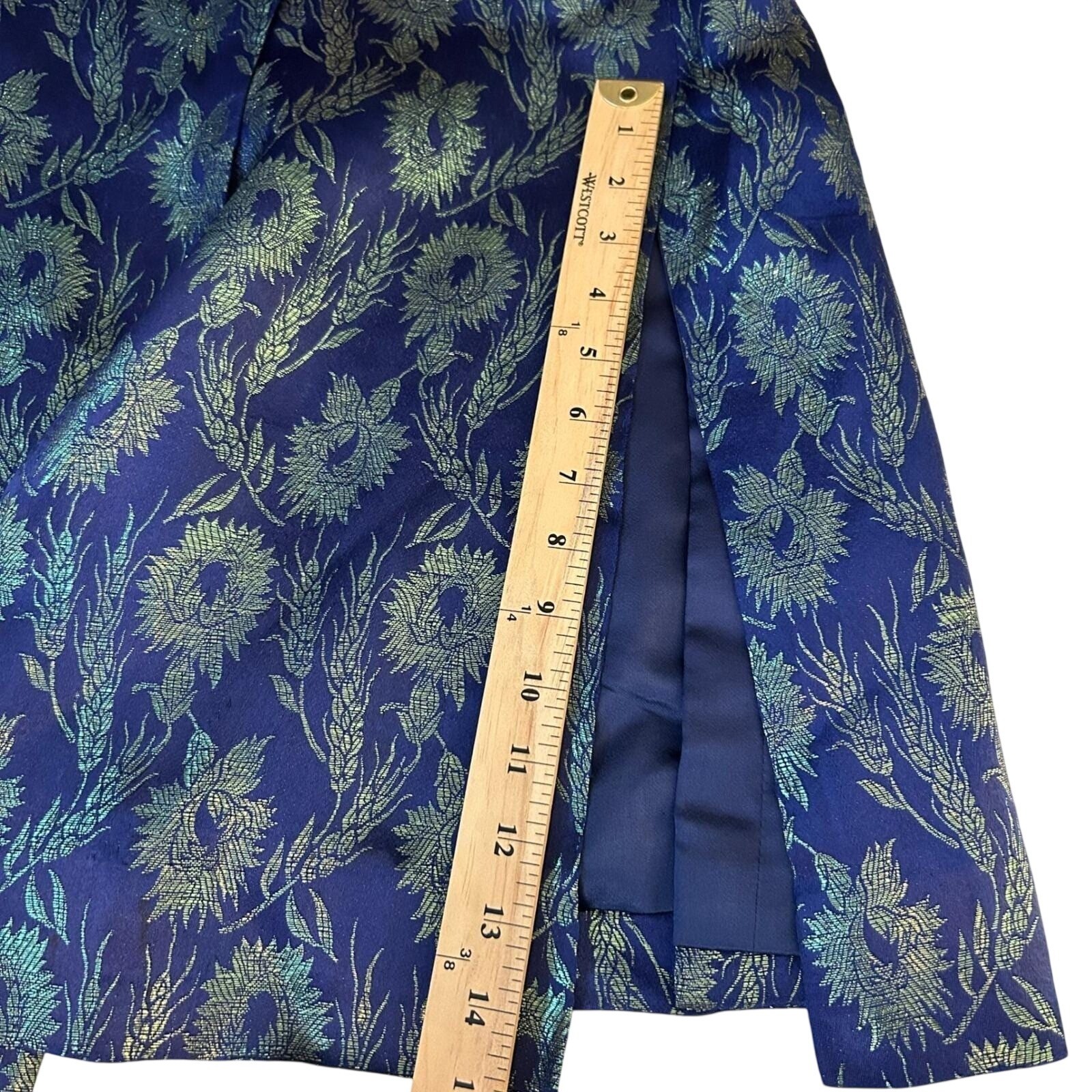 Vintage Brocade Tunic Vest 1980s Chinese Silk Metallic Floral Cheongsam Style