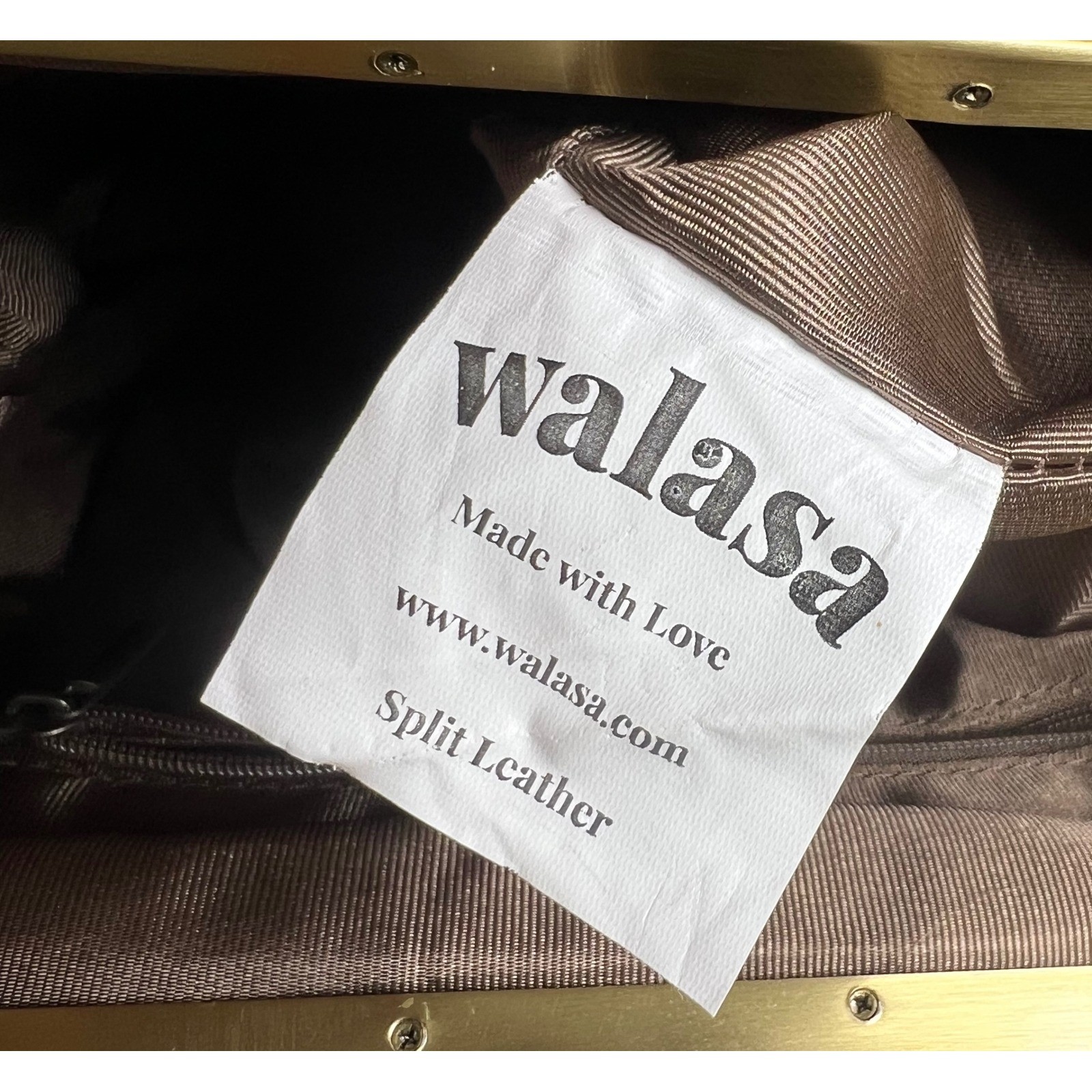 Walasa Love Bag Cognac Brown Split Leather Kiss Lock Convertible Backpack Bow