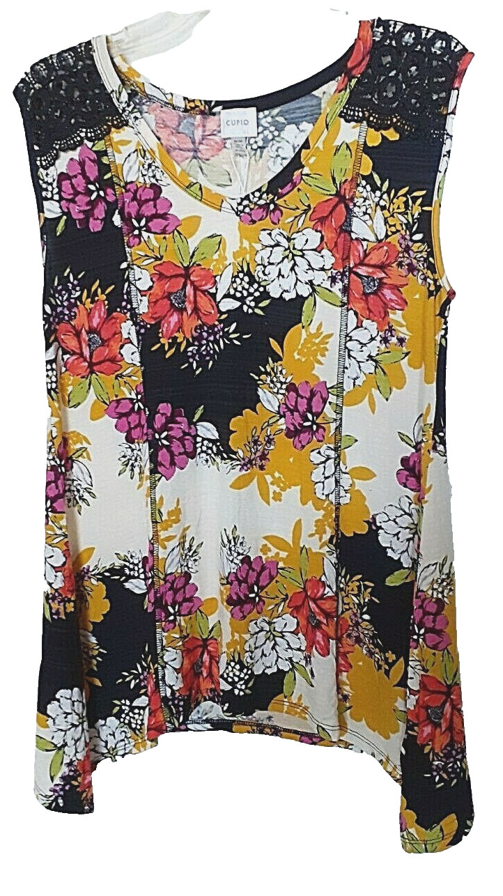 Cupio 95% viscose, 5% spandex multi floral embellished top Size M