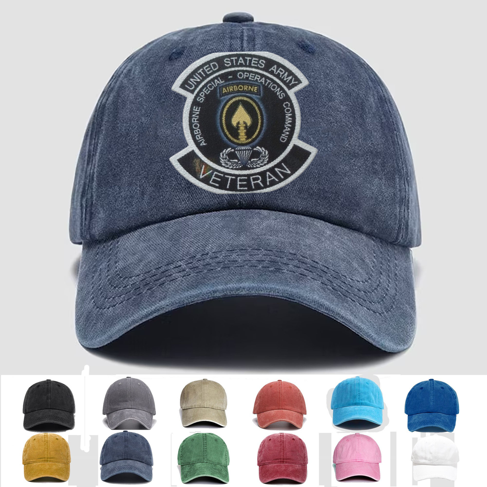 Custom Embroidered Hat US Army Airborne Special Operations Command Veteran, Gift
