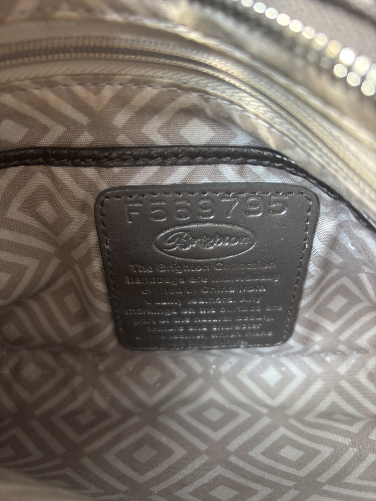 BRIGHTON Crossbody Organizer in Cappuccino Pebbled Leather w/ Silver Studs