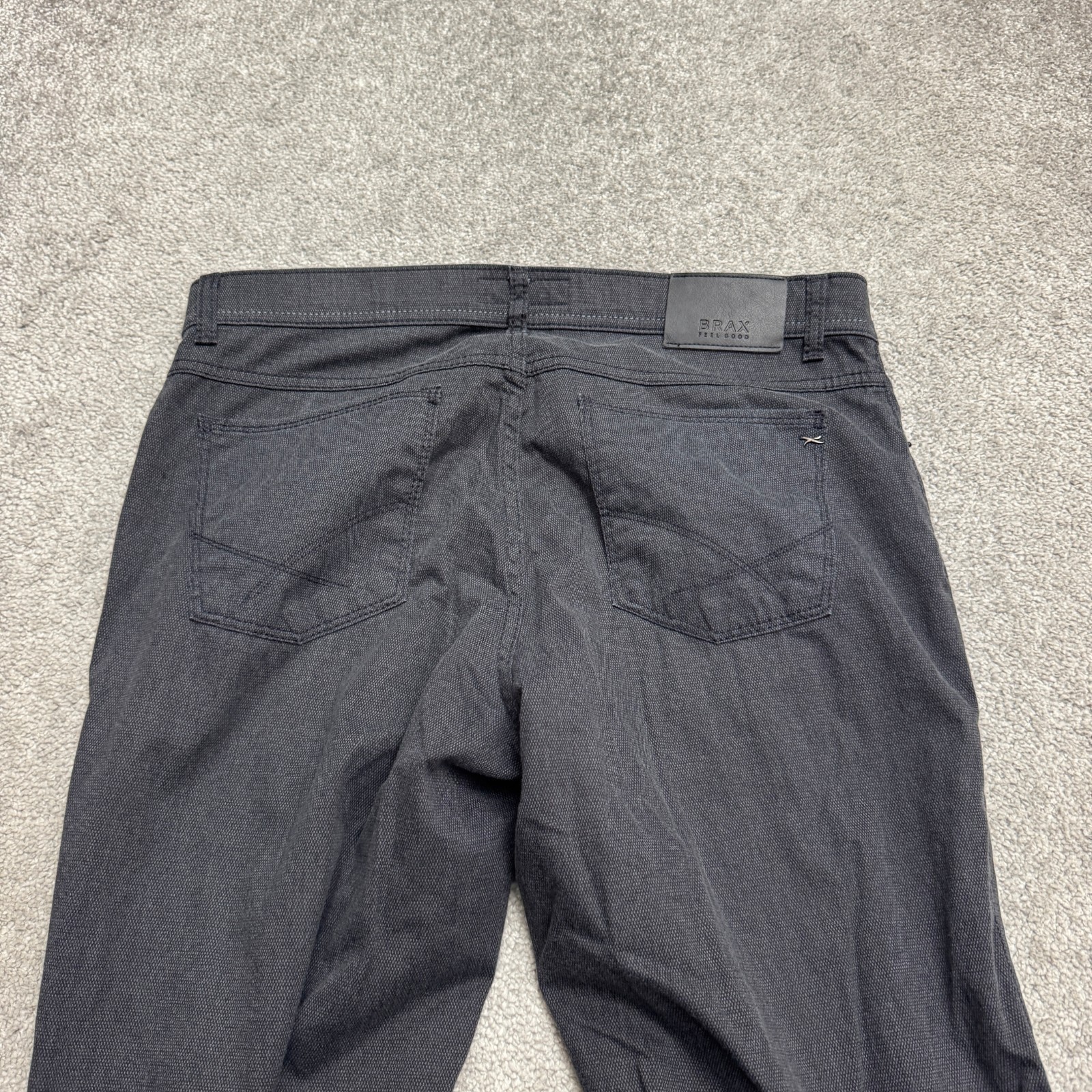 Brax Feel Good Style Cooper FA Woo Look Pants Mens 35×34 Dark Gray Straight Leg