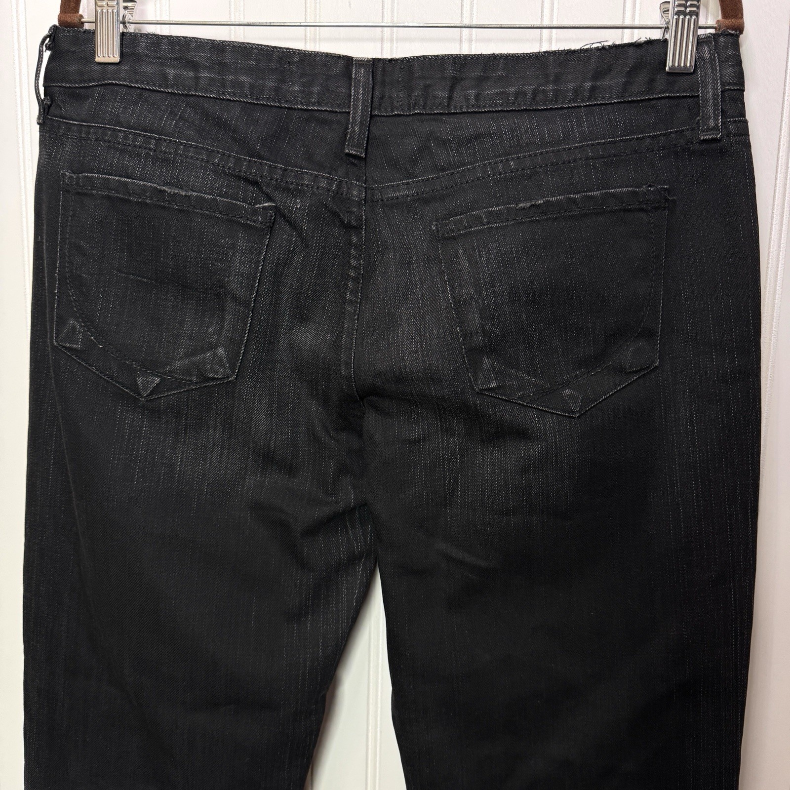 Paper Denim & Cloth Jeans “Eclipse” Black Flare Distressed Low Rise Cotton USA