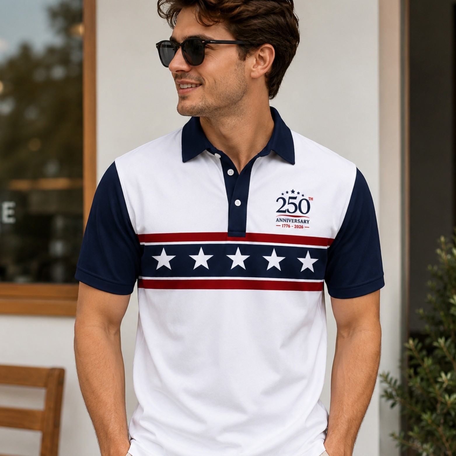 America 250th Anniversary Patriotic Golf Polo, 4th of July Basic Shirt (S-5XL)