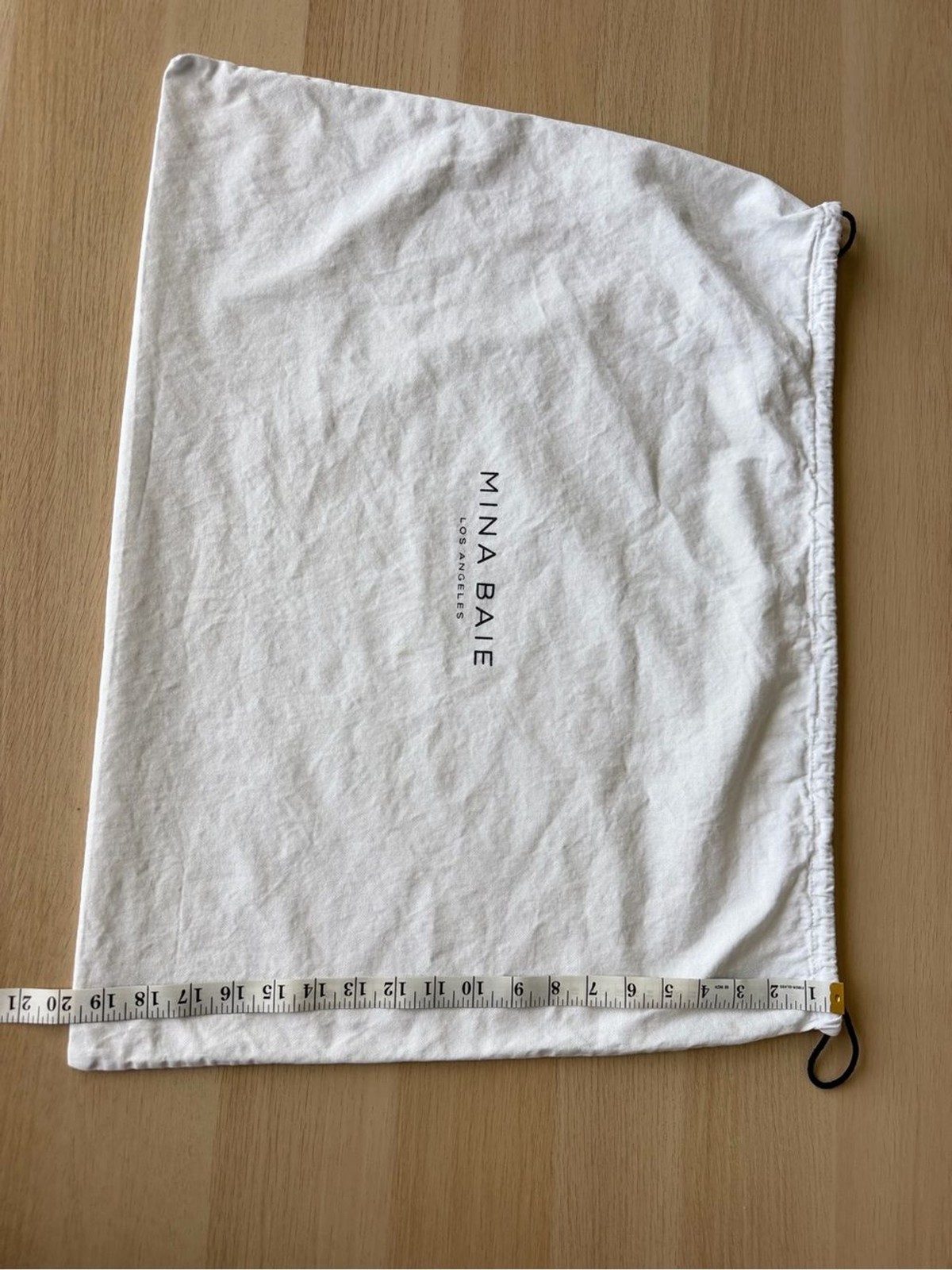 Mina Baie Los Angeles White Cotton Dust Bag Large Drawstring Storage Pouch