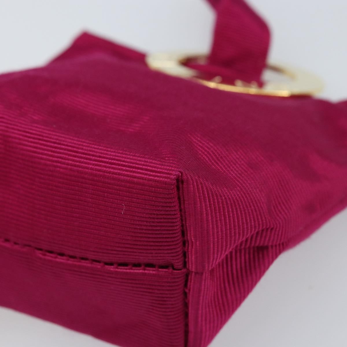 CELINE Circle Pouch Canvas Pink Gold Auth LNZ130