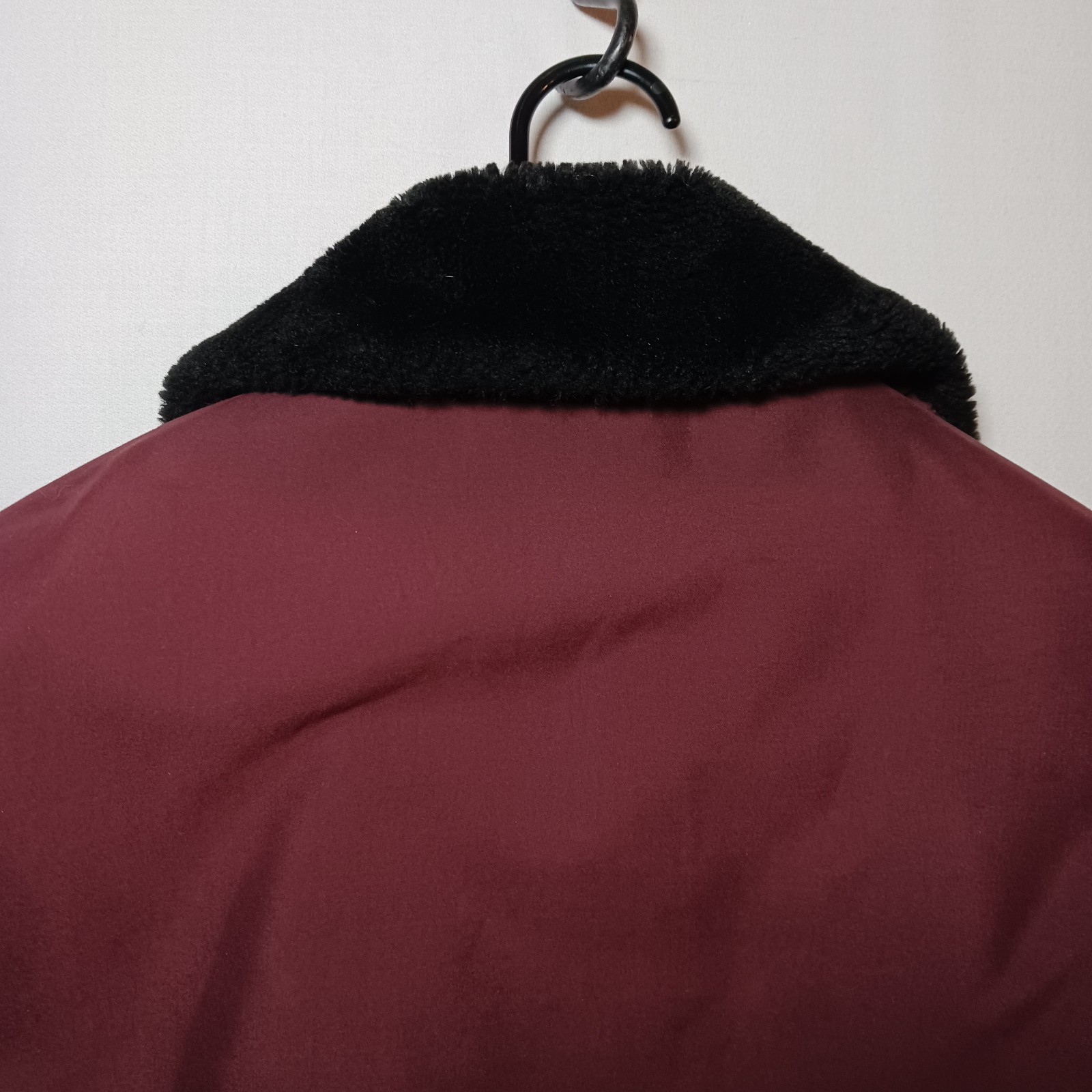 Vintage Larry Levine Womens Microfibre Coat Medium Burgundy Faux Fur Trim