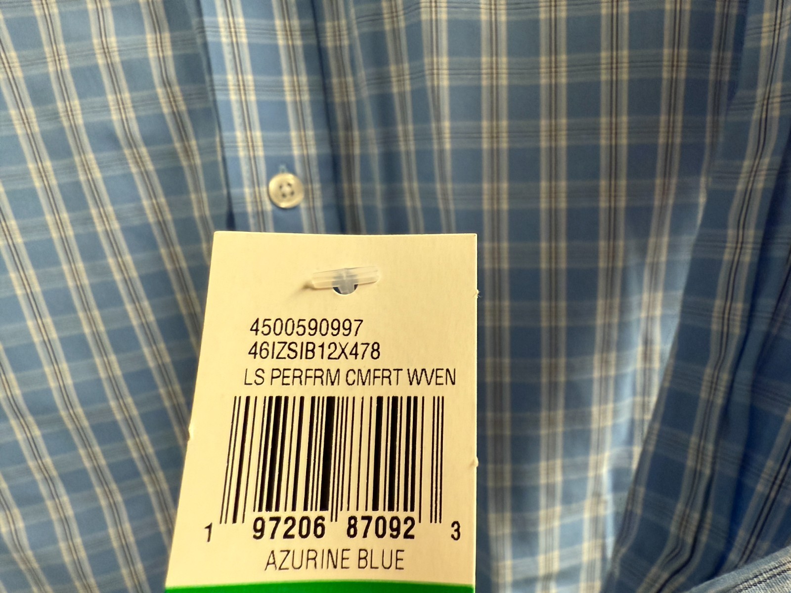 IZOD Men’s Button Down Long Sleeve Dress Shirt Azarine Blue Size 4XB Big & Tall