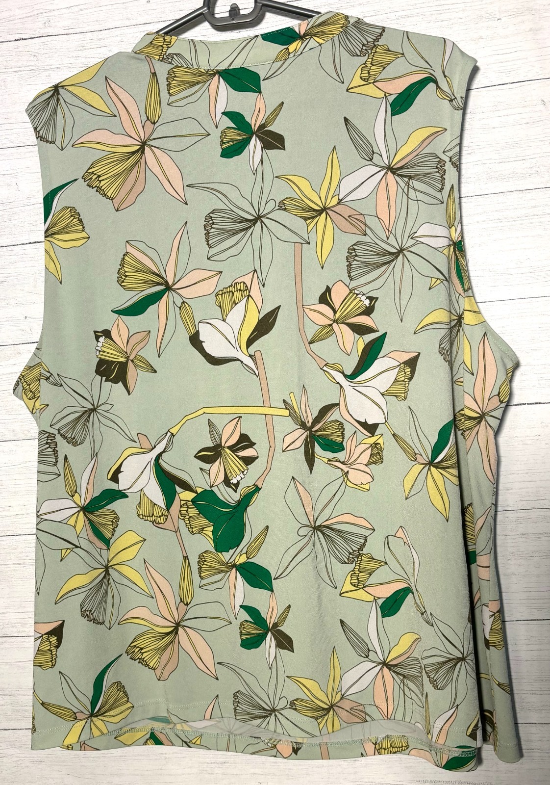 Liz Claiborne Sleeveless Shirt Womens 2X Green Sage Floral Color Work Office