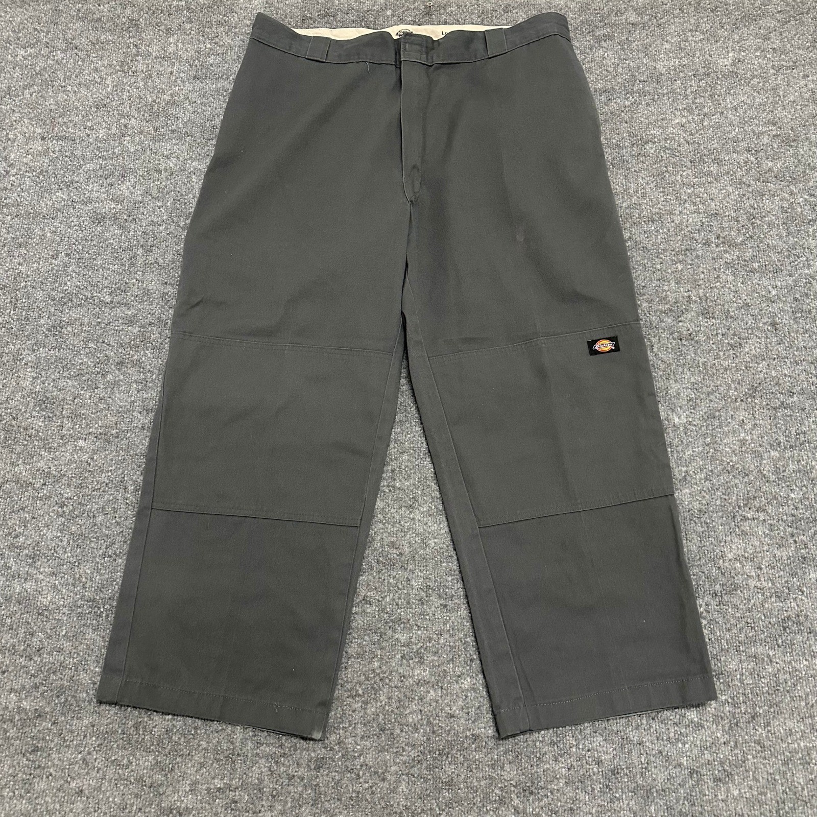 Dickies Work Pants Mens Size 40×32 Charcoal Gray Loose Fit Double Knee Carpenter